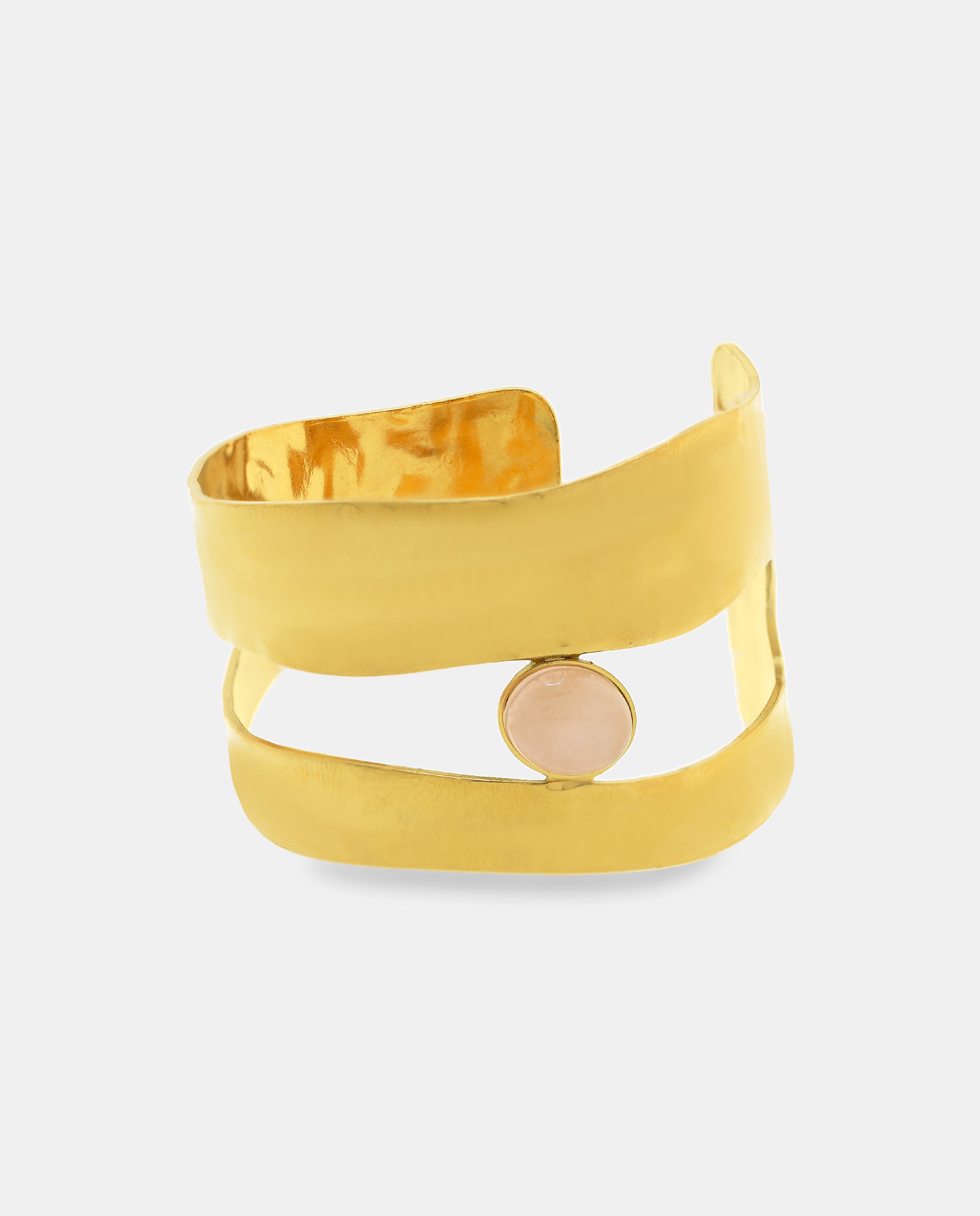 Brazalete ancho en acero con diseño orgánico - Neckmarine - Dorado Dorado-2