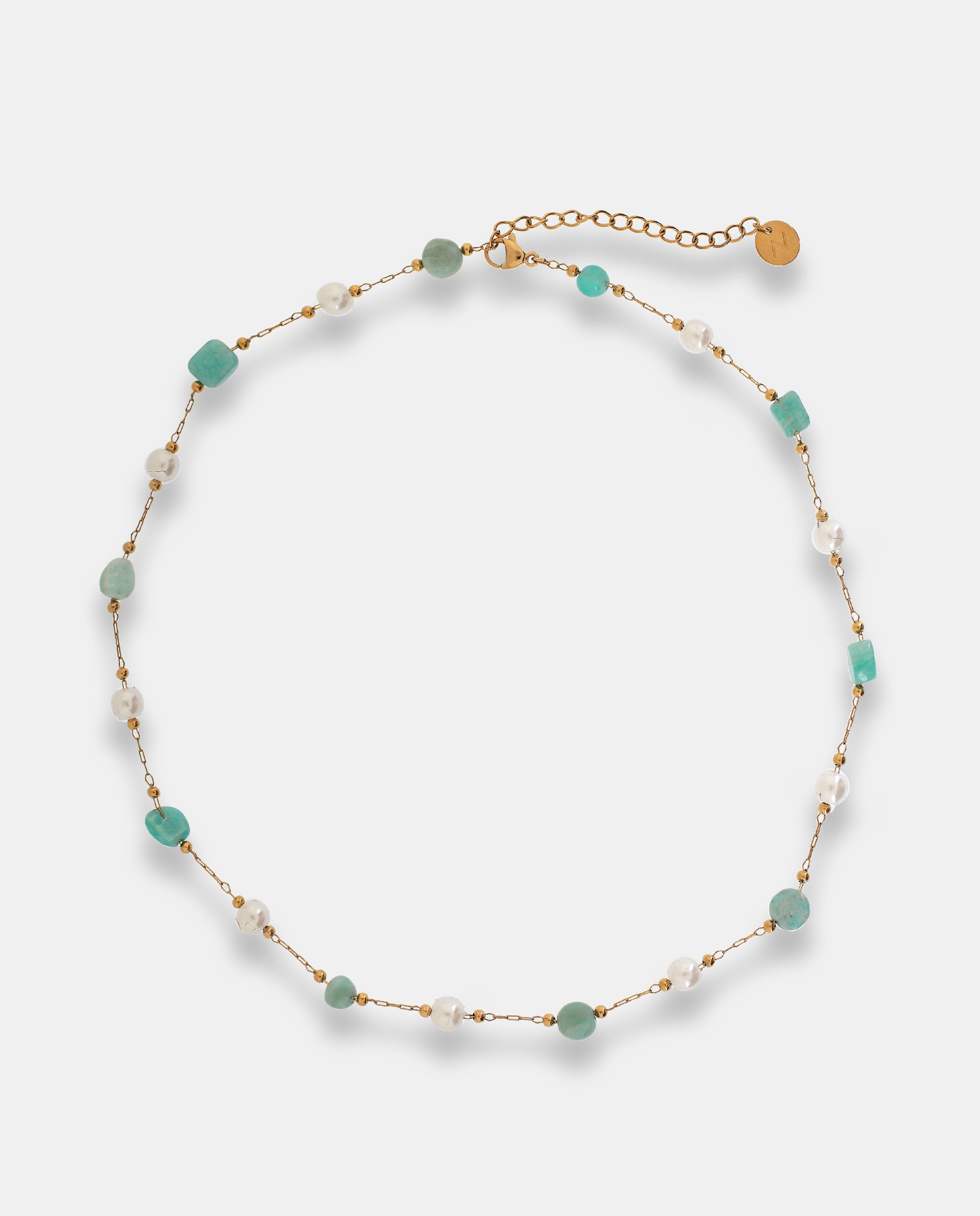 Collar en acero dorado con piedras irregulares y pequeñas piedras - Neckmarine - Blanco Blanco-2
