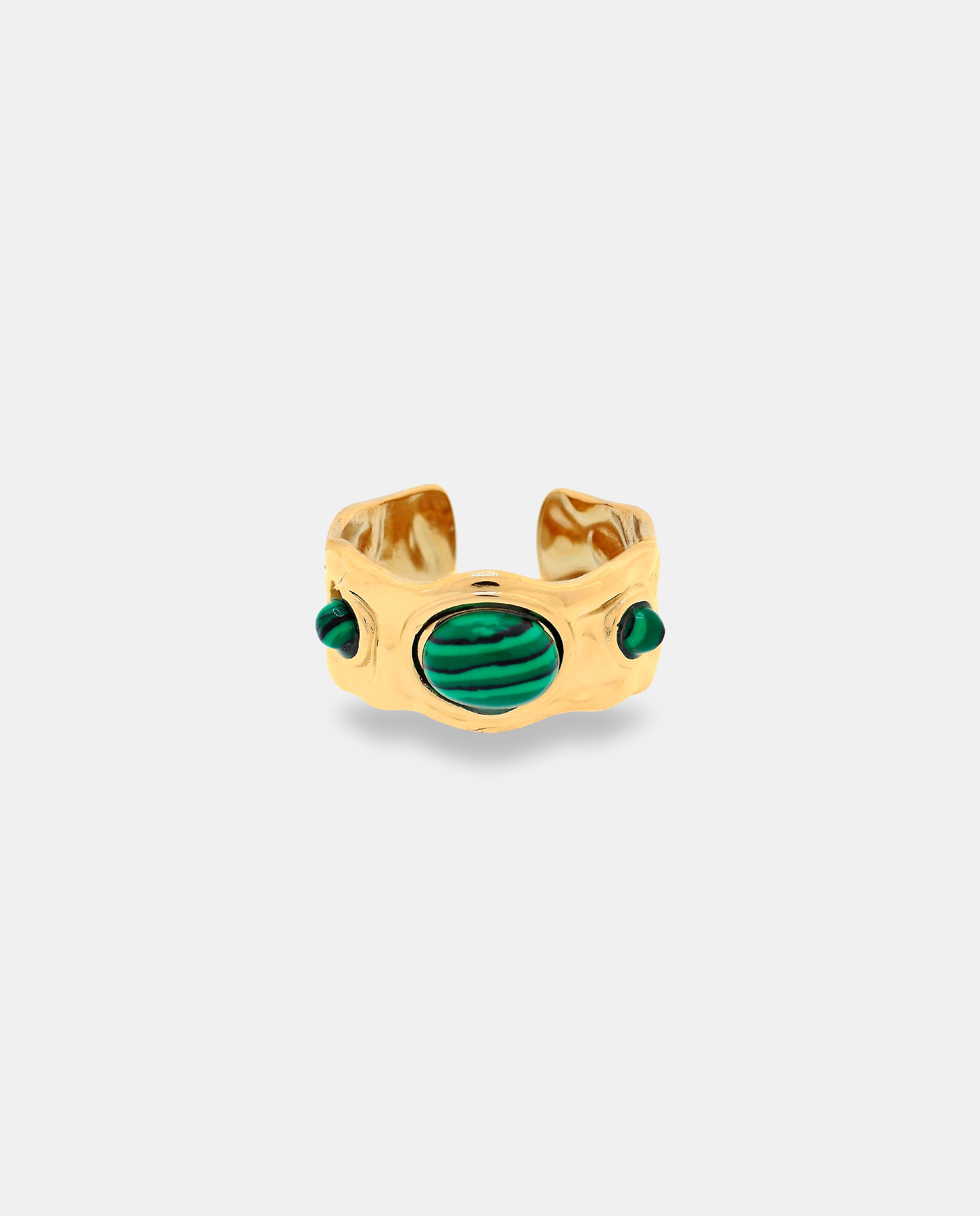 Imagen 0 de Anillo acero dorado con piedras Dorado