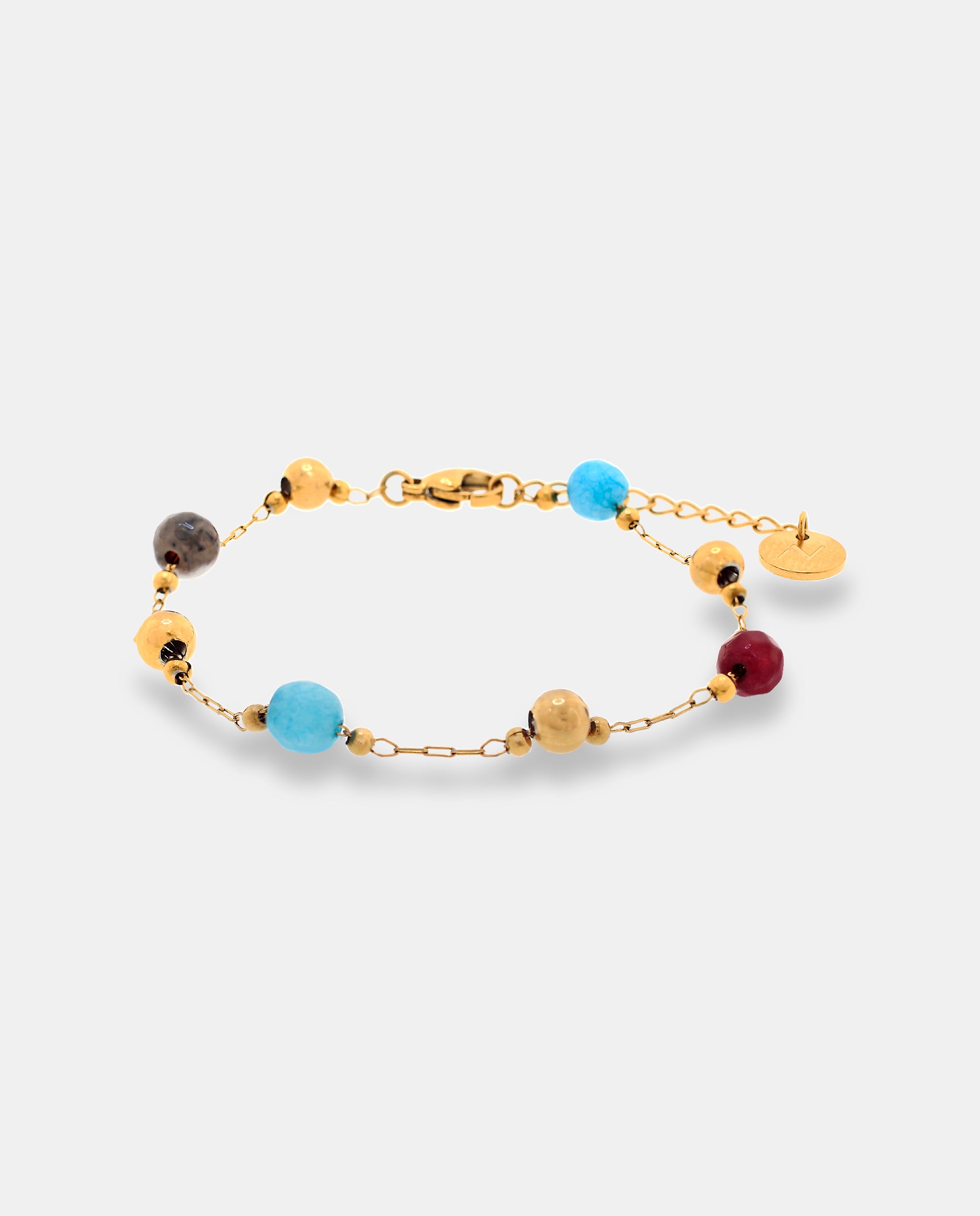 Imagen 0 de Pulsera de cadena en acero dorado con piedras Dorado
