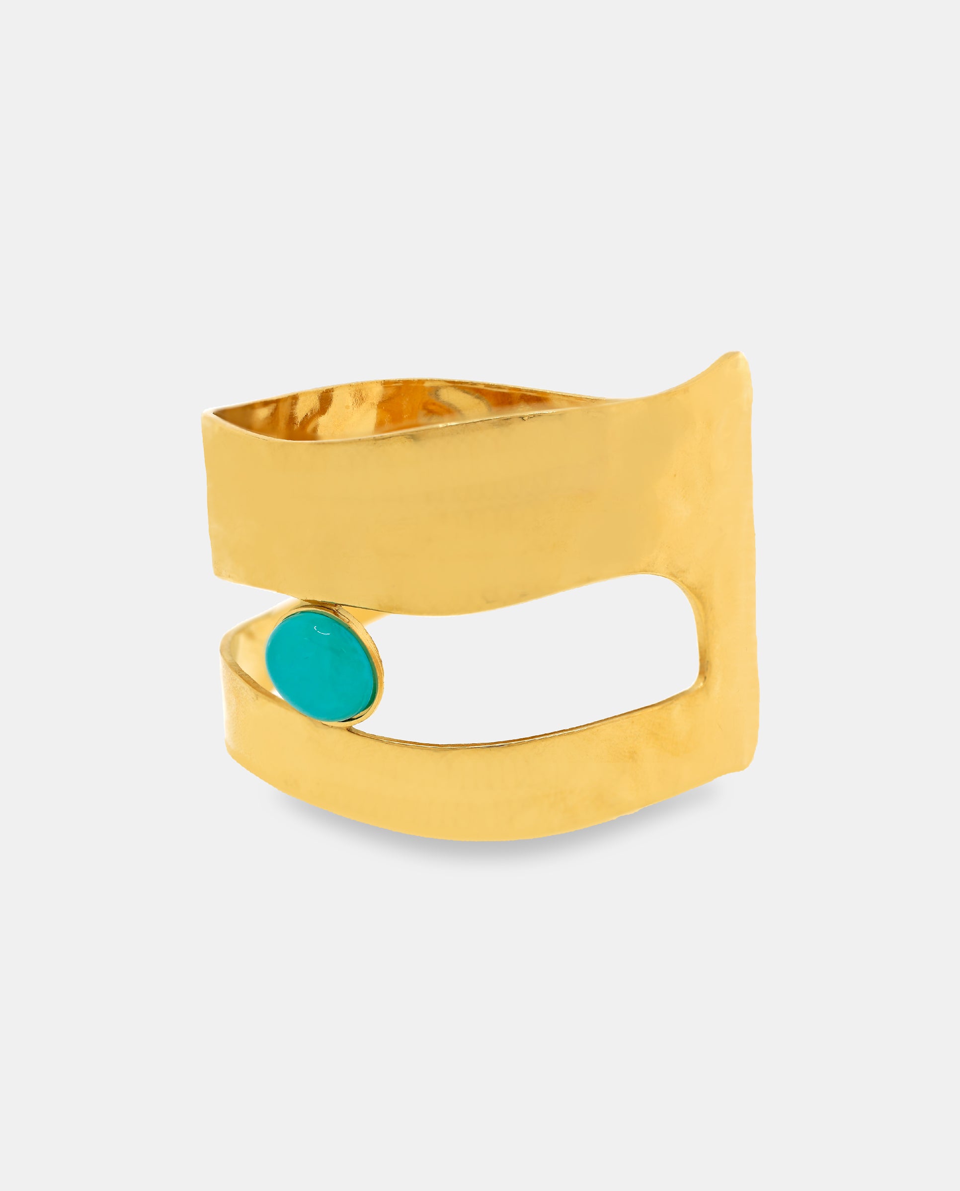 Brazalete ancho con lineas abiertas y piedra - Neckmarine - Dorado Dorado-2