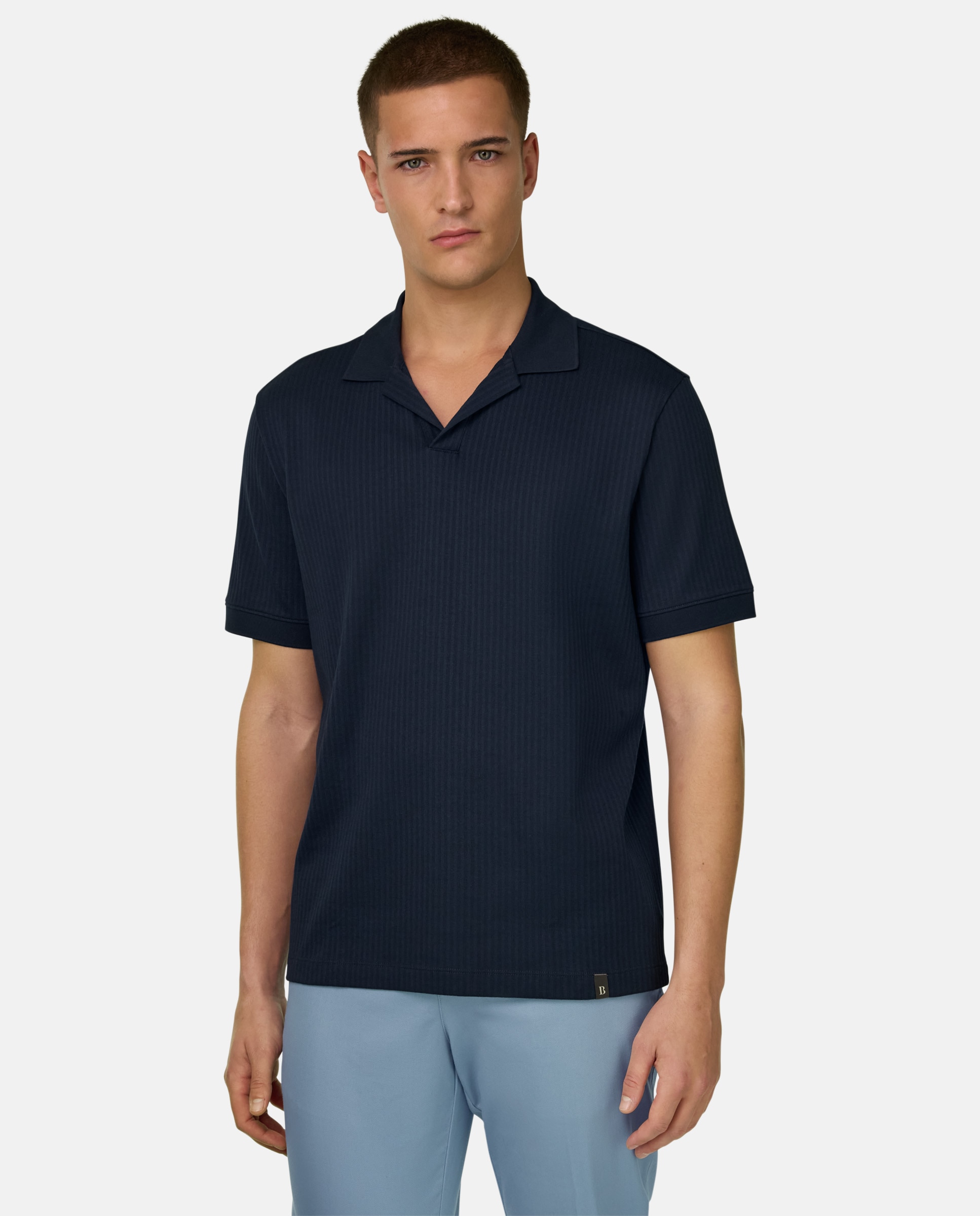 Polo de algodón pima jacquard - Boggi Milano - Azul marino Azul marino-1