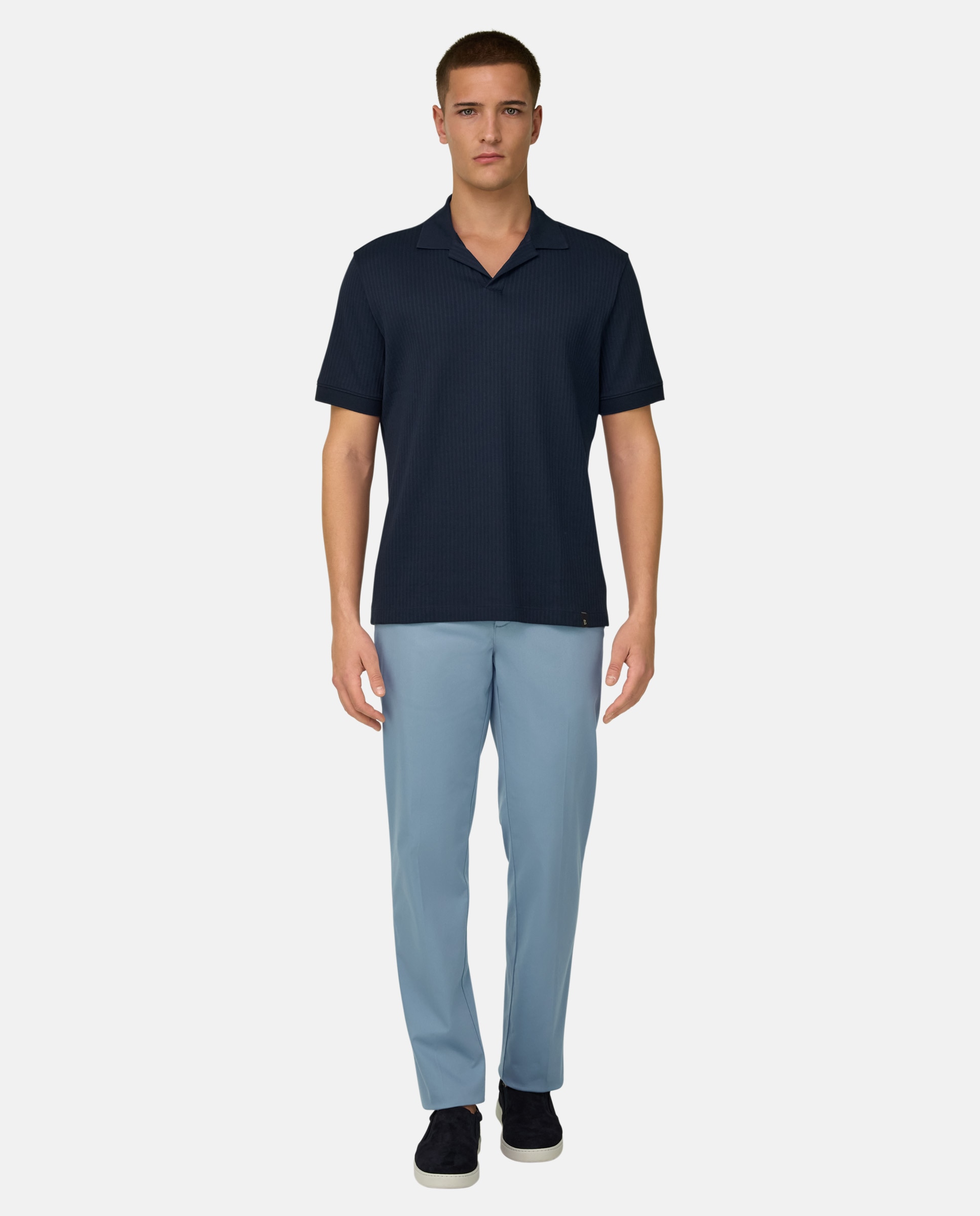 Polo de algodón pima jacquard - Boggi Milano - Azul marino Azul marino-2