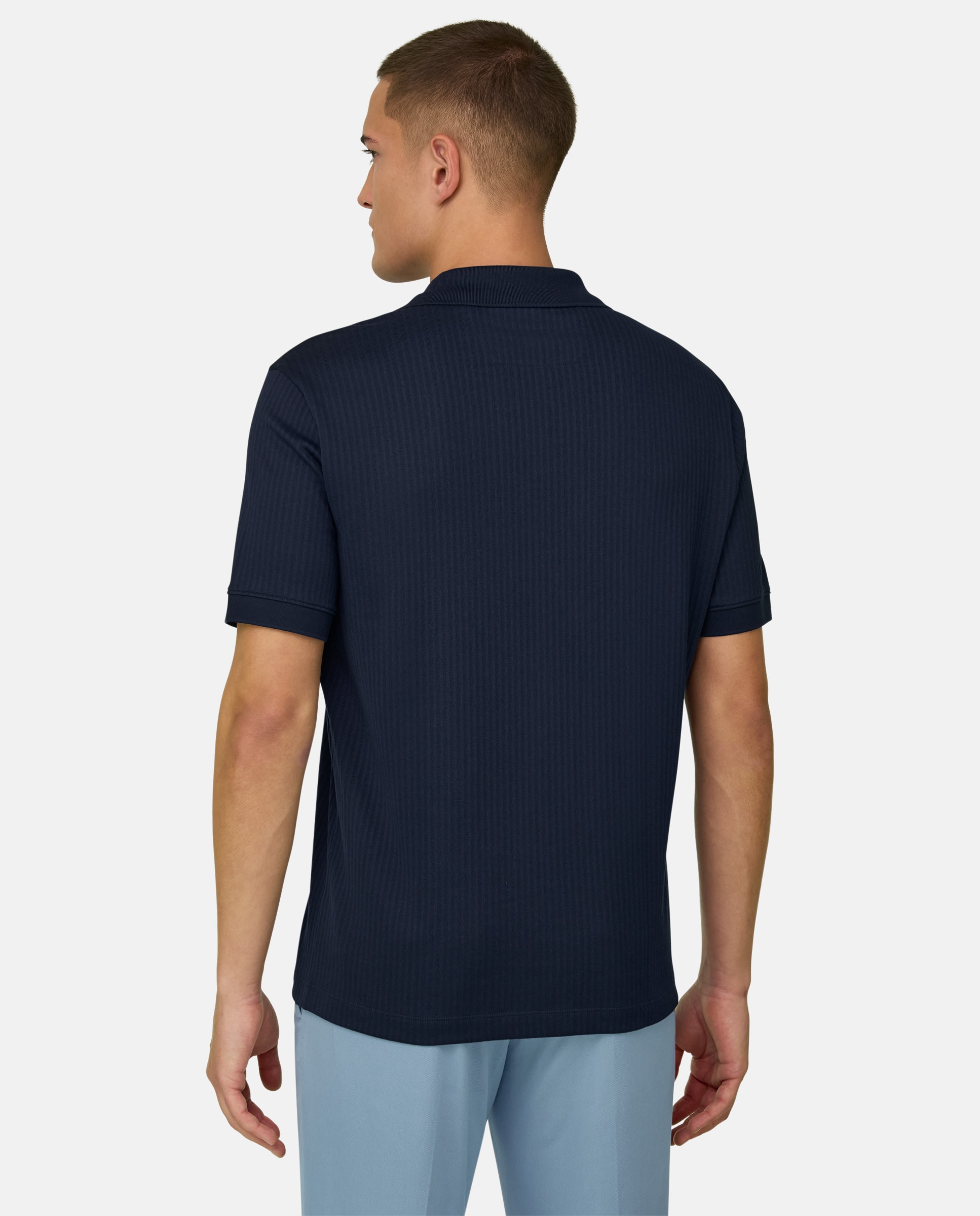 Polo de algodón pima jacquard - Boggi Milano - Azul marino Azul marino-3