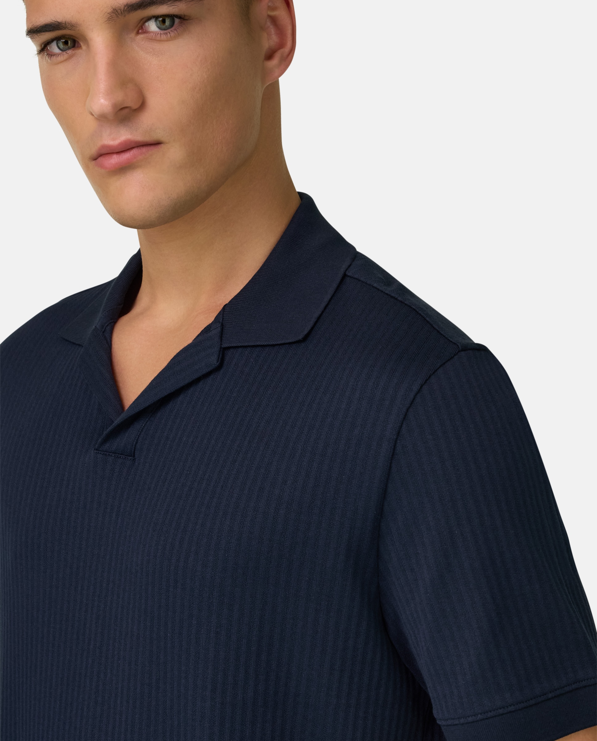 Polo de algodón pima jacquard - Boggi Milano - Azul marino Azul marino-4