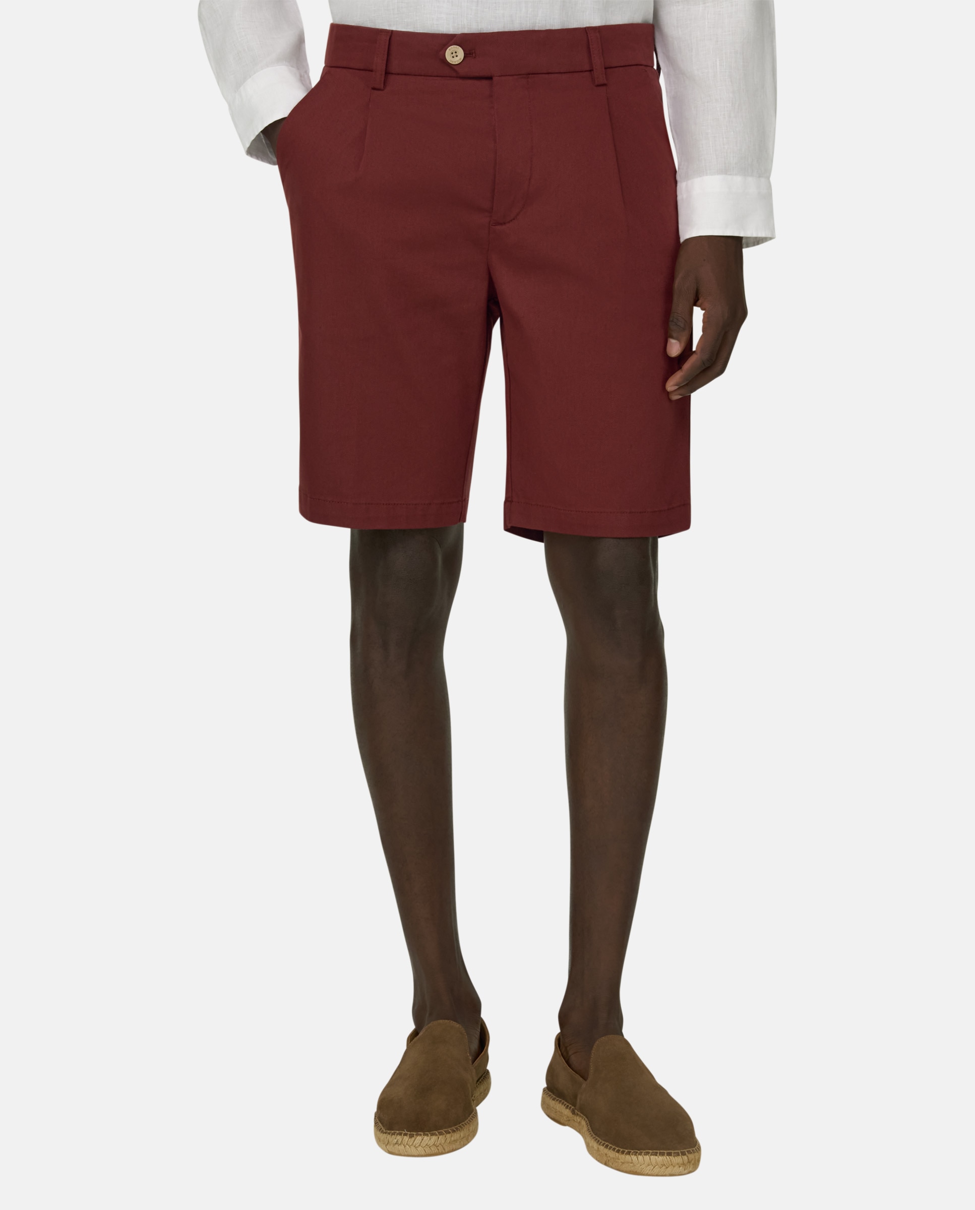 Bermuda de algodón y tencel elástico - Boggi Milano - Burdeos Burdeos-2