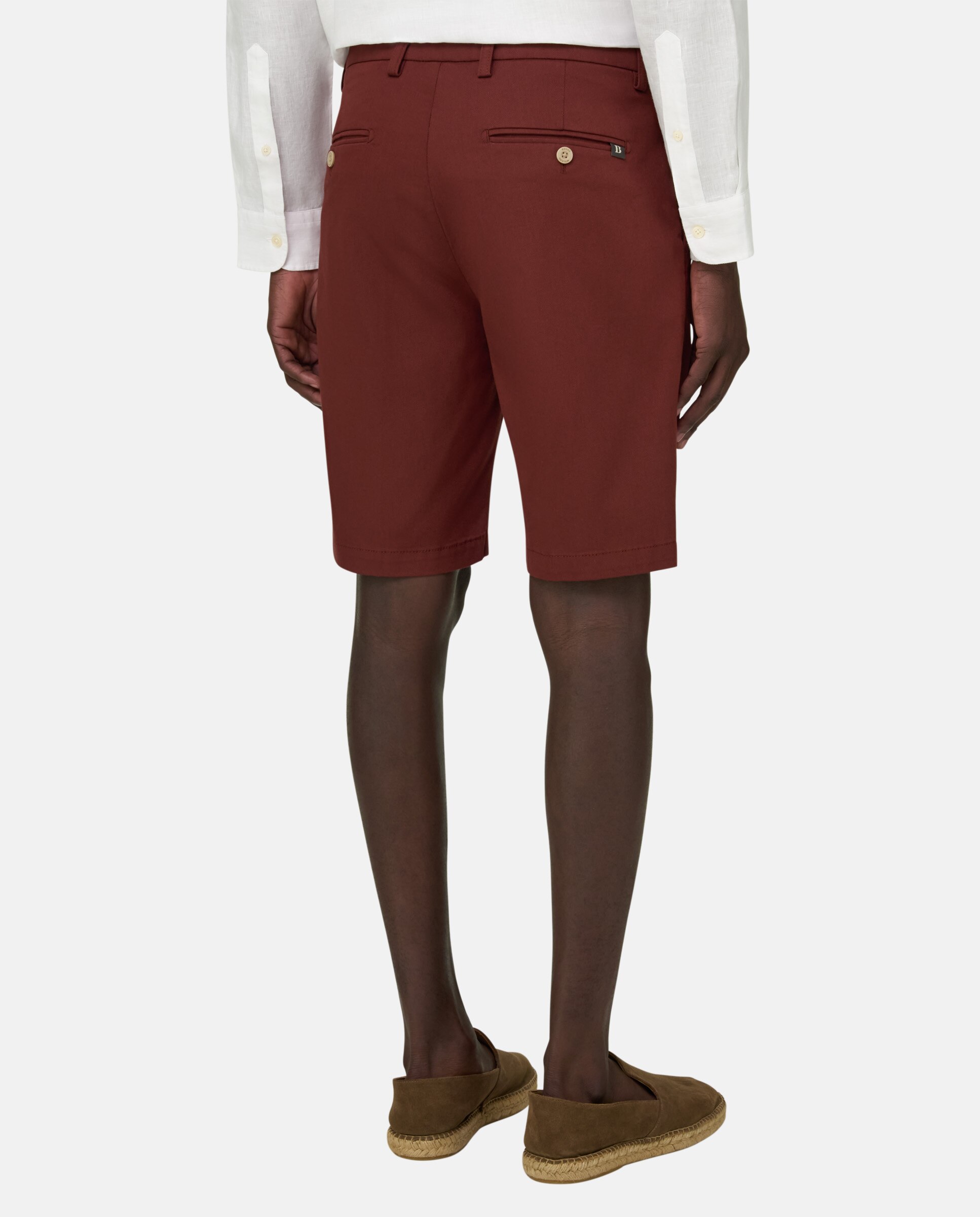 Bermuda de algodón y tencel elástico - Boggi Milano - Burdeos Burdeos-3