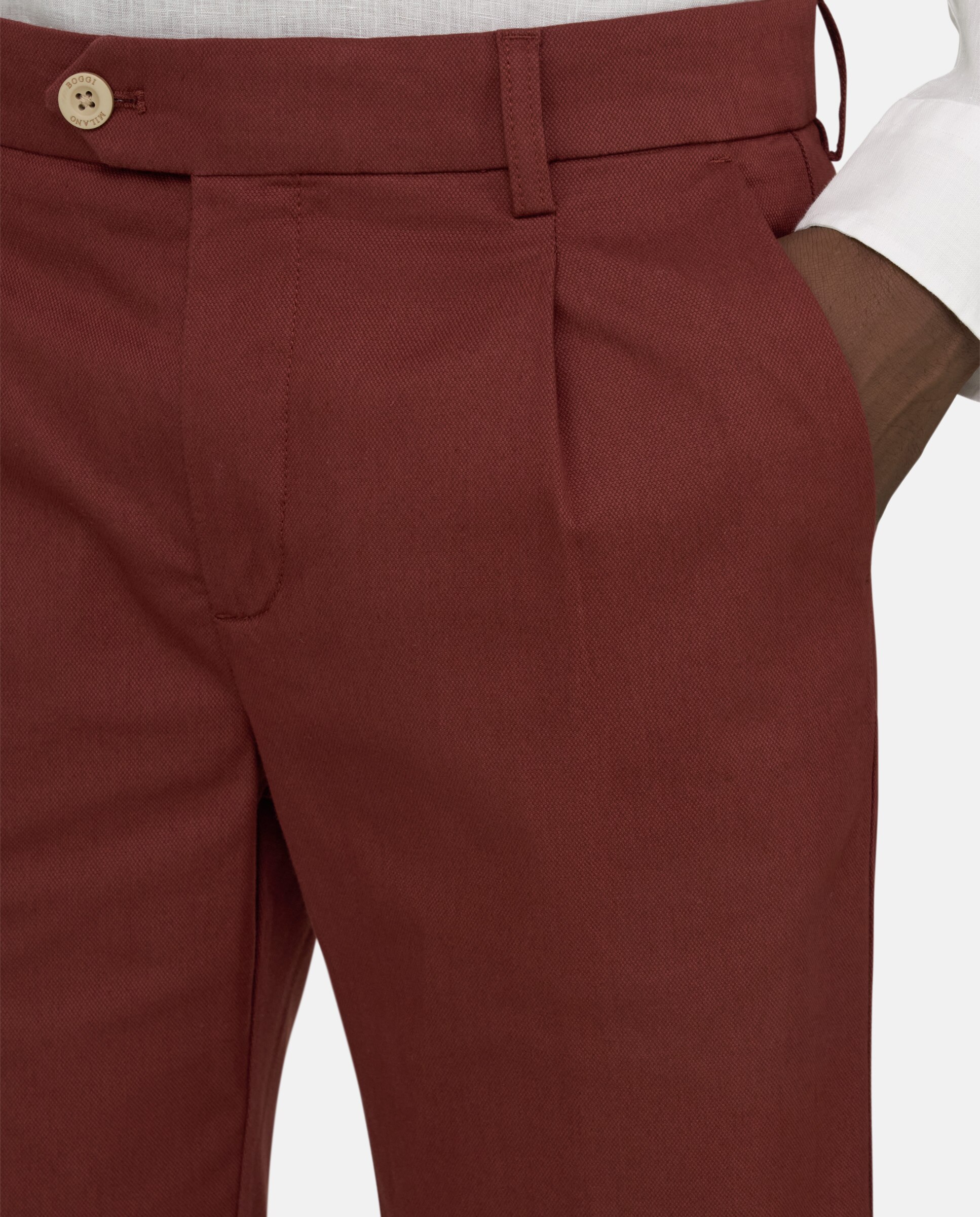 Bermuda de algodón y tencel elástico - Boggi Milano - Burdeos Burdeos-4