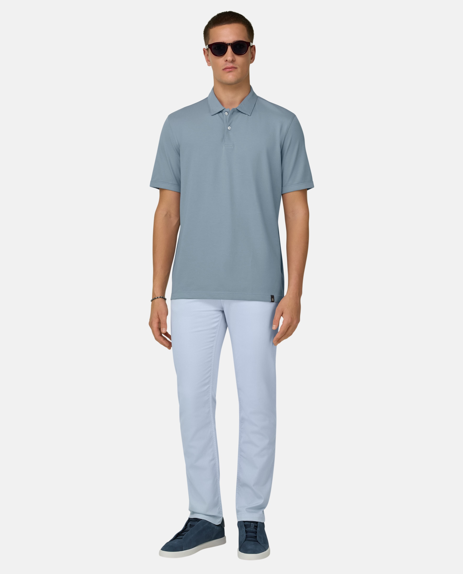 Imagen 2 de Polo de piqué de alto rendimiento con hilo s-cafè® - Boggi Milano - Azul claro Azul claro