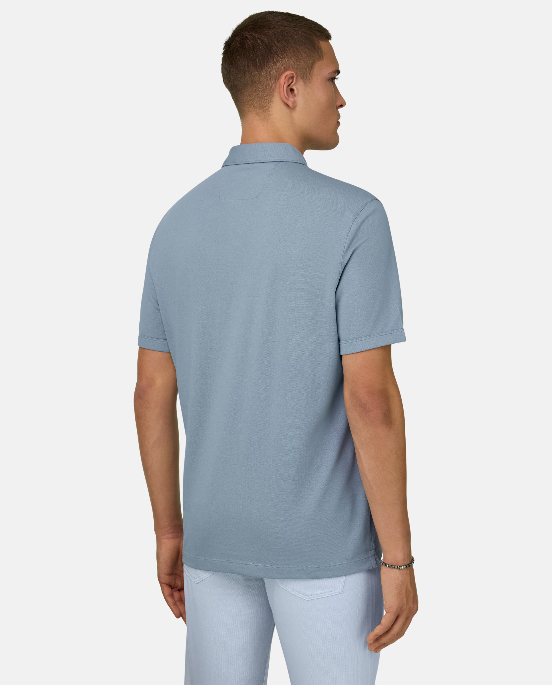 Imagen 3 de Polo de piqué de alto rendimiento con hilo s-cafè® - Boggi Milano - Azul claro Azul claro