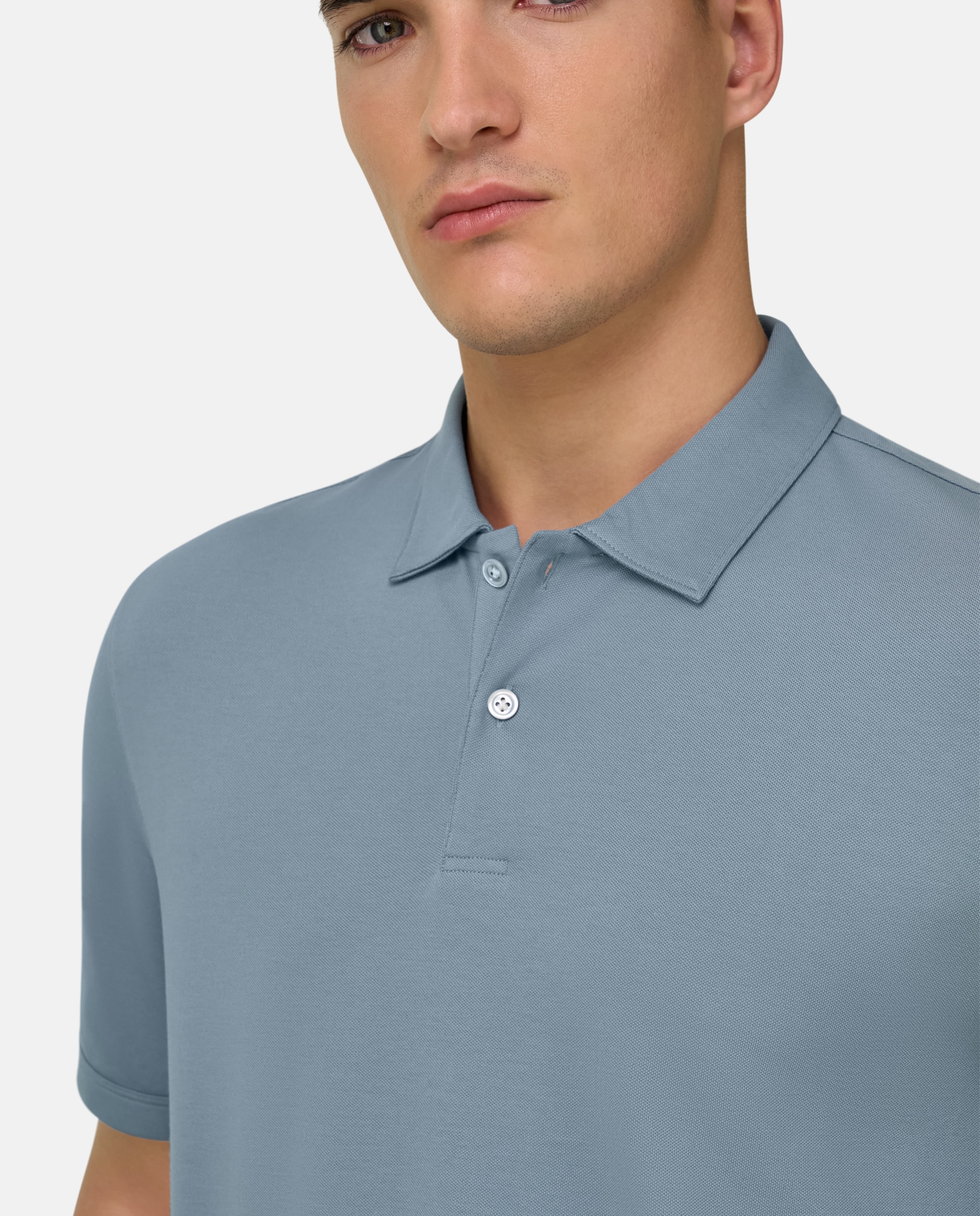 Imagen 4 de Polo de piqué de alto rendimiento con hilo s-cafè® - Boggi Milano - Azul claro Azul claro
