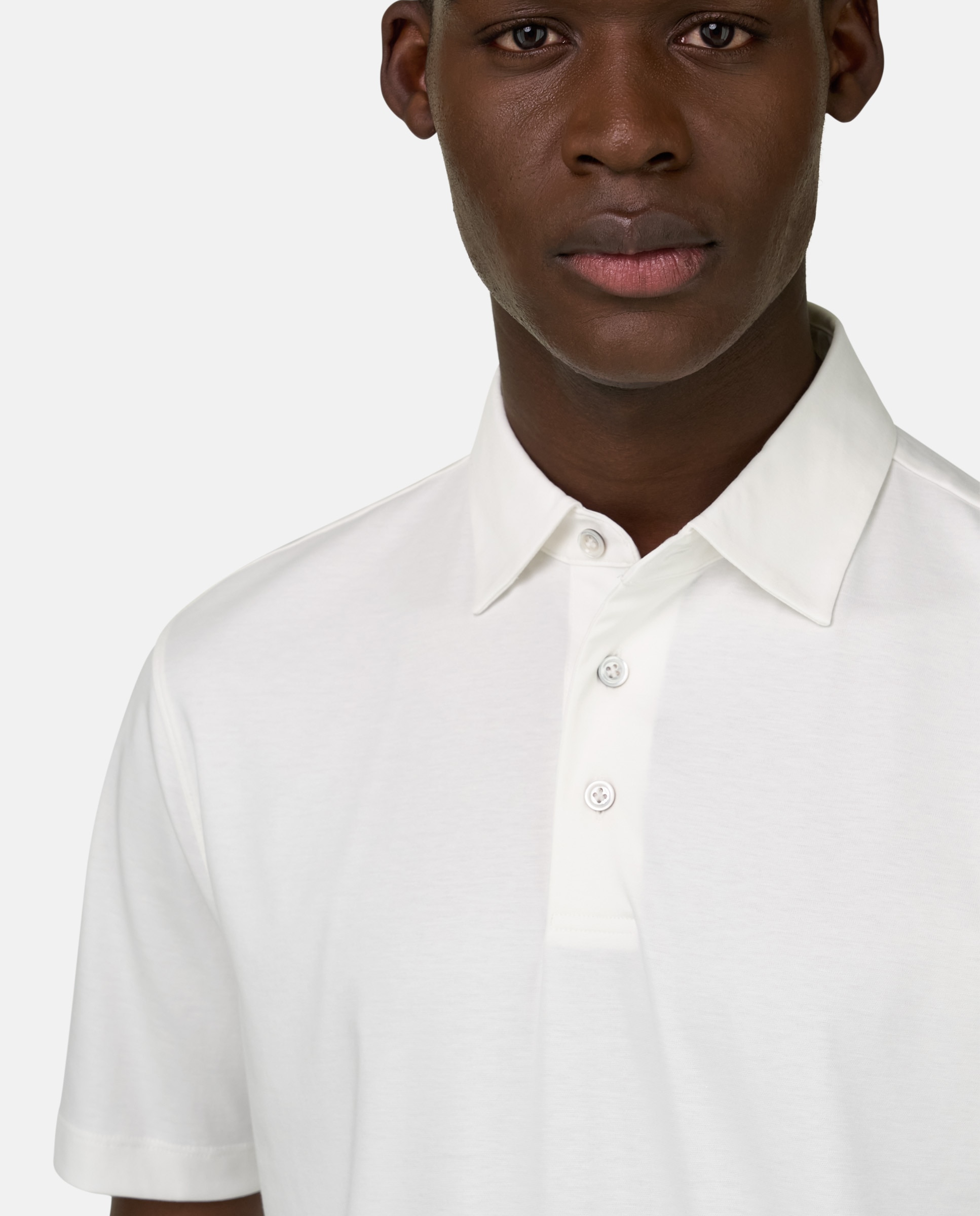 Imagen 4 de Polo de mezcla algodón poliéster y seda - Boggi Milano - Blanco Blanco