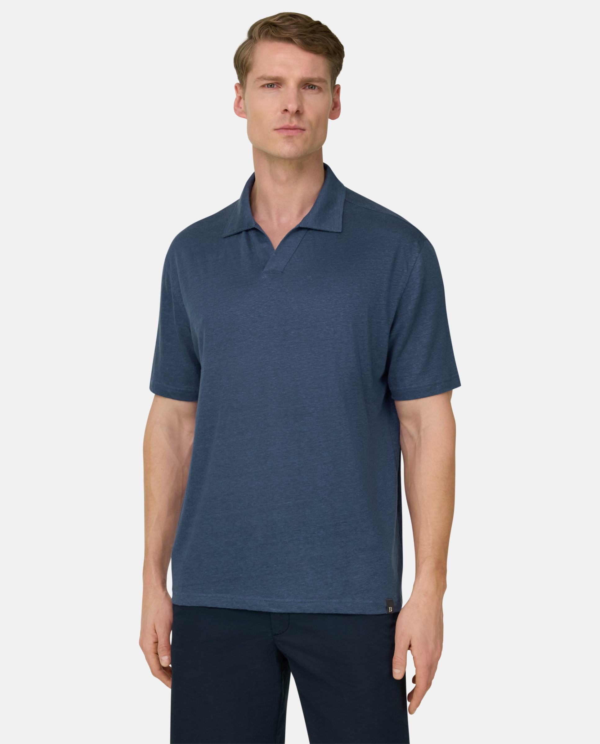 Polo de punto de lino elástico - Boggi Milano - Azul celeste Azul celeste-1