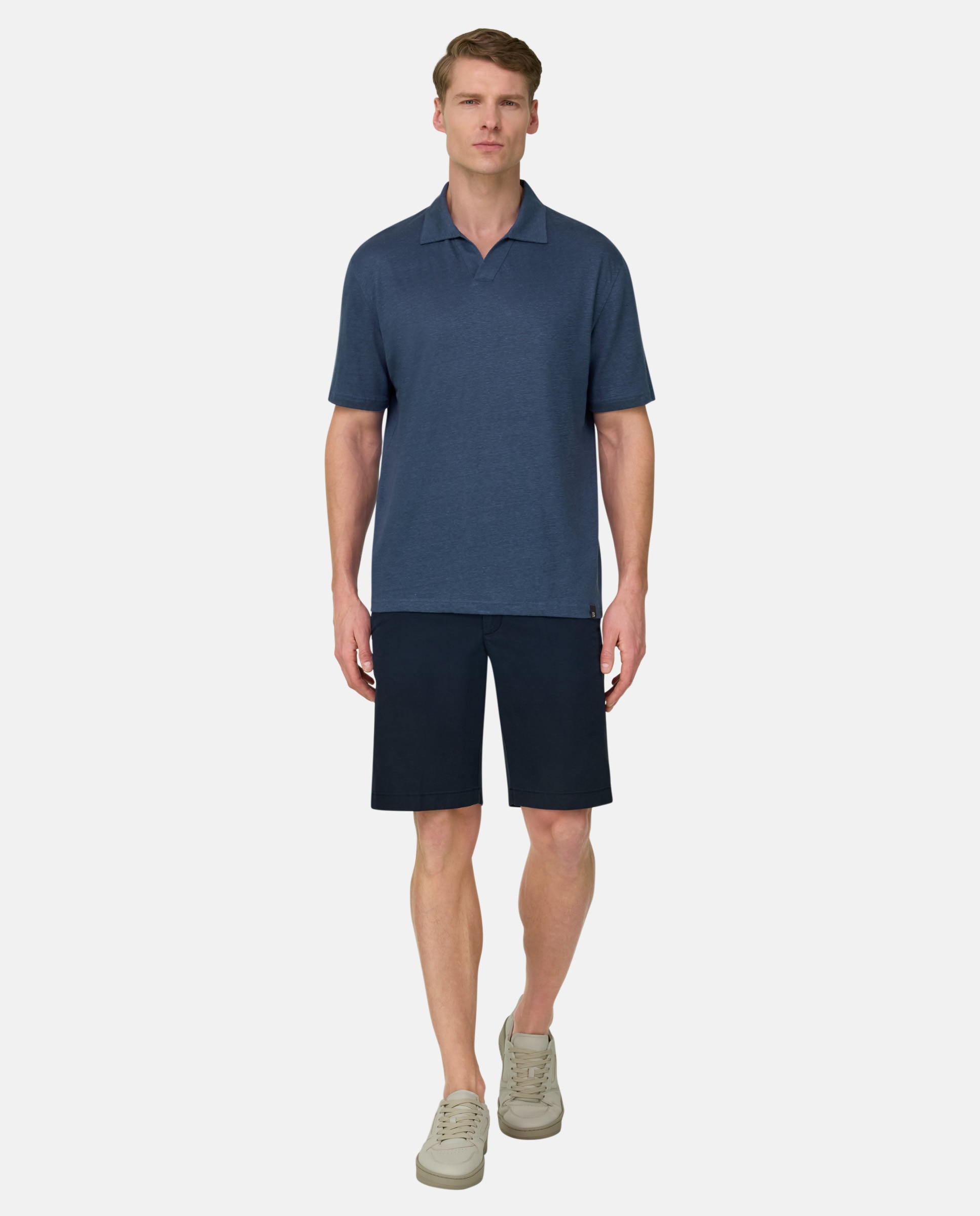 Polo de punto de lino elástico - Boggi Milano - Azul celeste Azul celeste-2