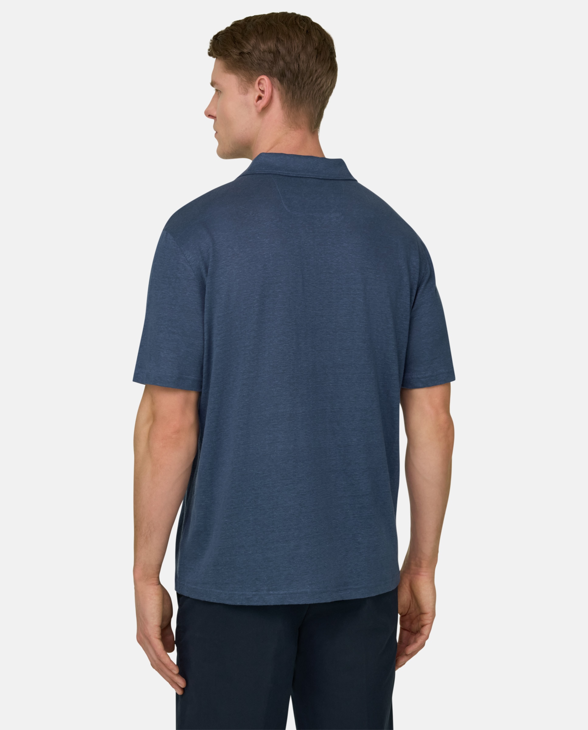 Polo de punto de lino elástico - Boggi Milano - Azul celeste Azul celeste-3
