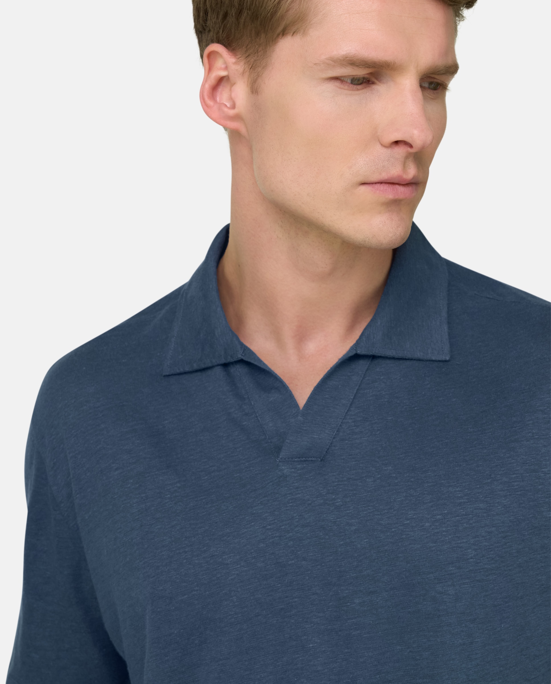 Polo de punto de lino elástico - Boggi Milano - Azul celeste Azul celeste-4