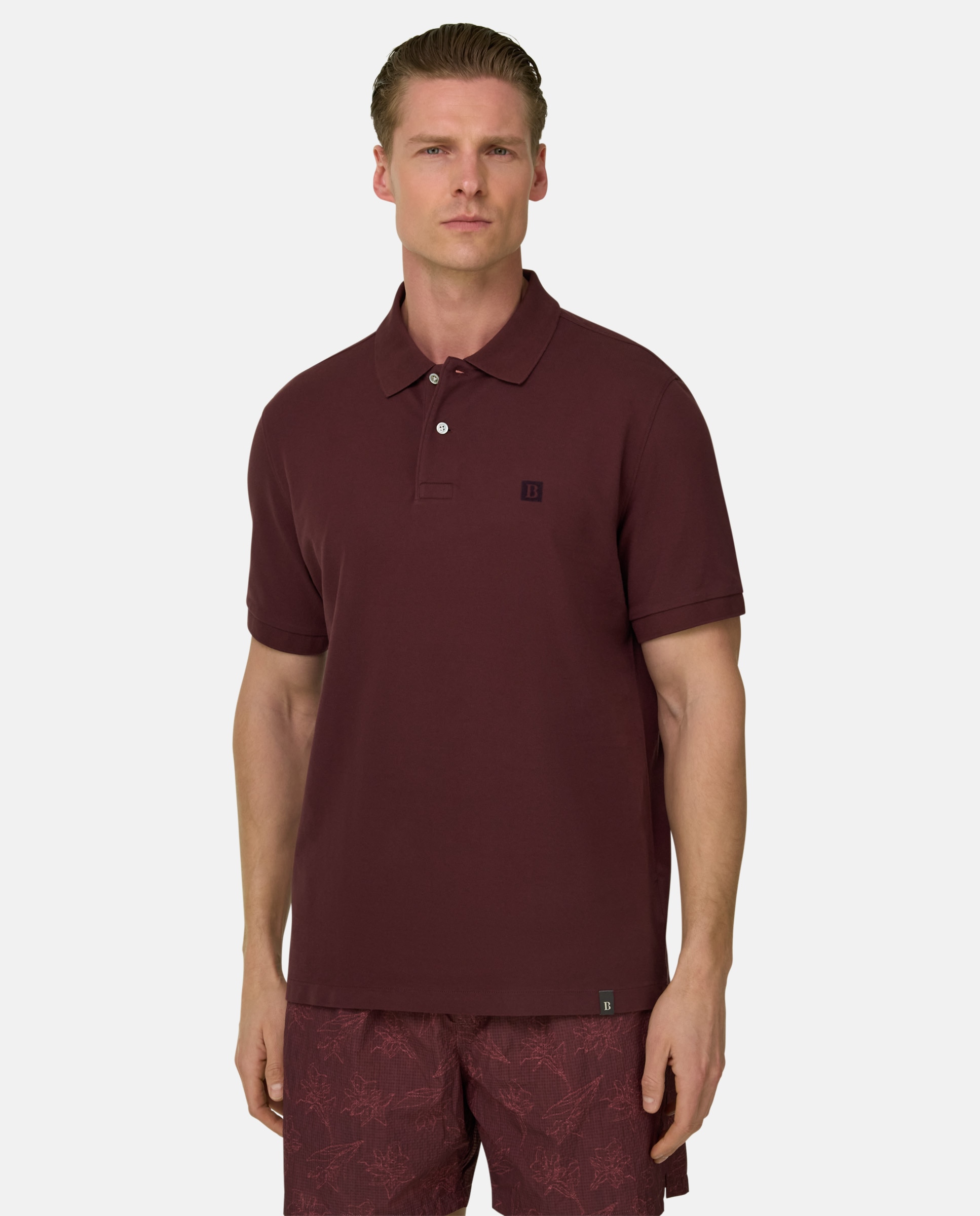 Polo de piqué de algodón regular fit - Boggi Milano - Burdeos Burdeos-1