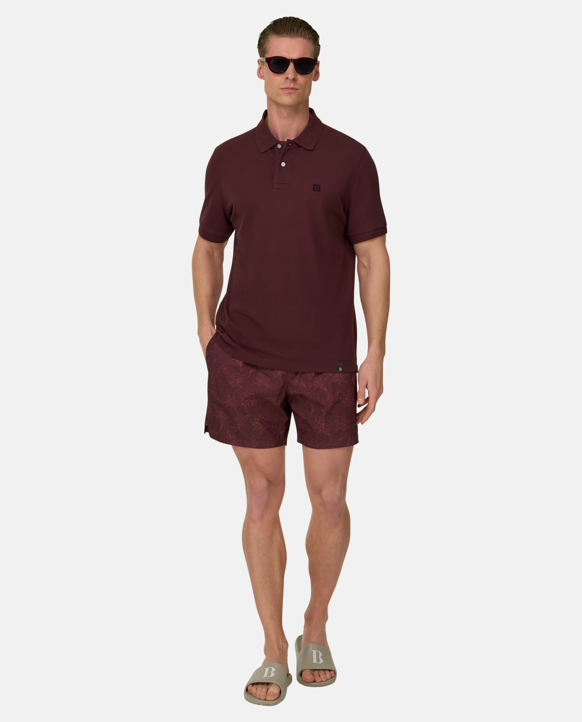 Polo de piqué de algodón regular fit - Boggi Milano - Burdeos Burdeos-2