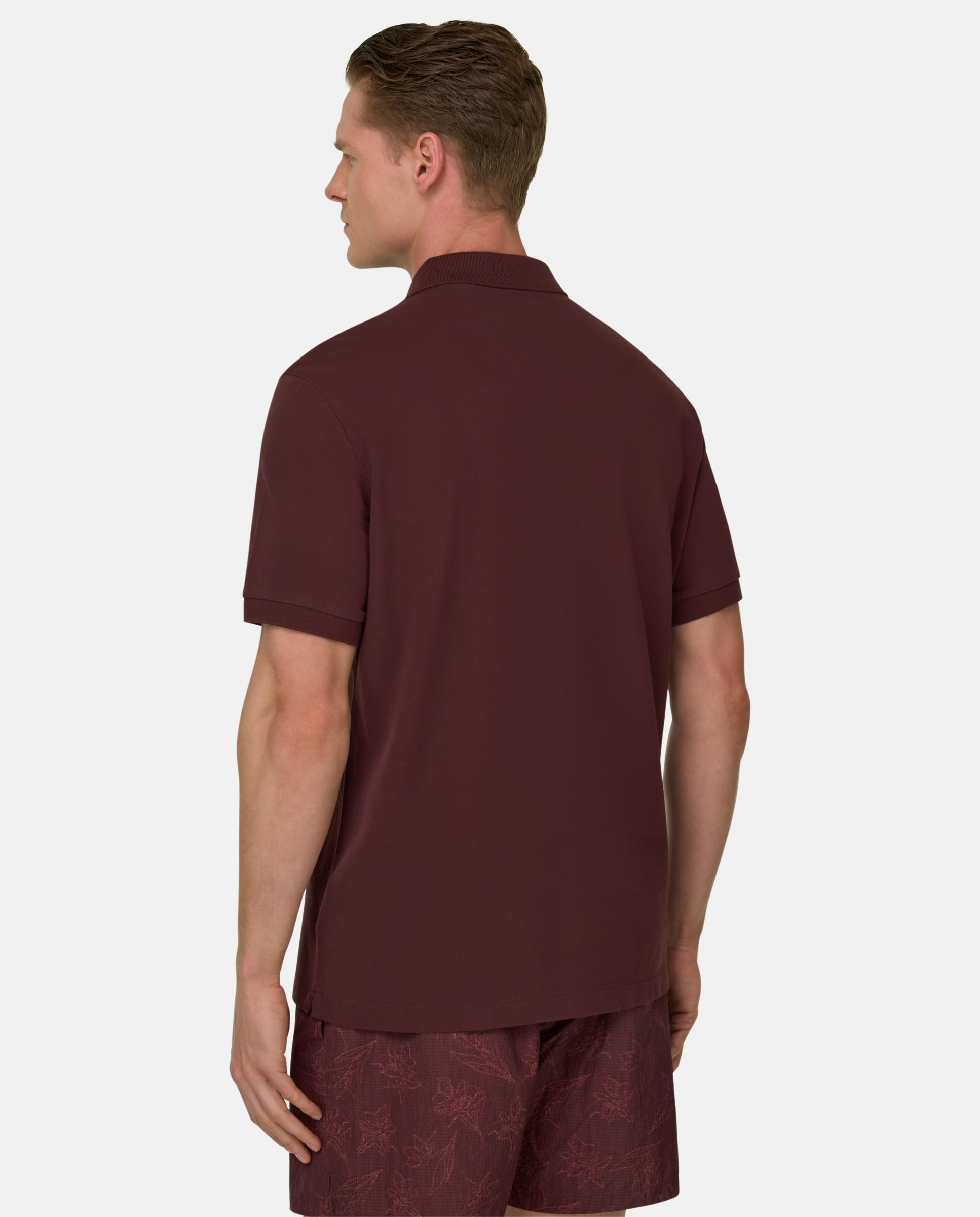 Polo de piqué de algodón regular fit - Boggi Milano - Burdeos Burdeos-3