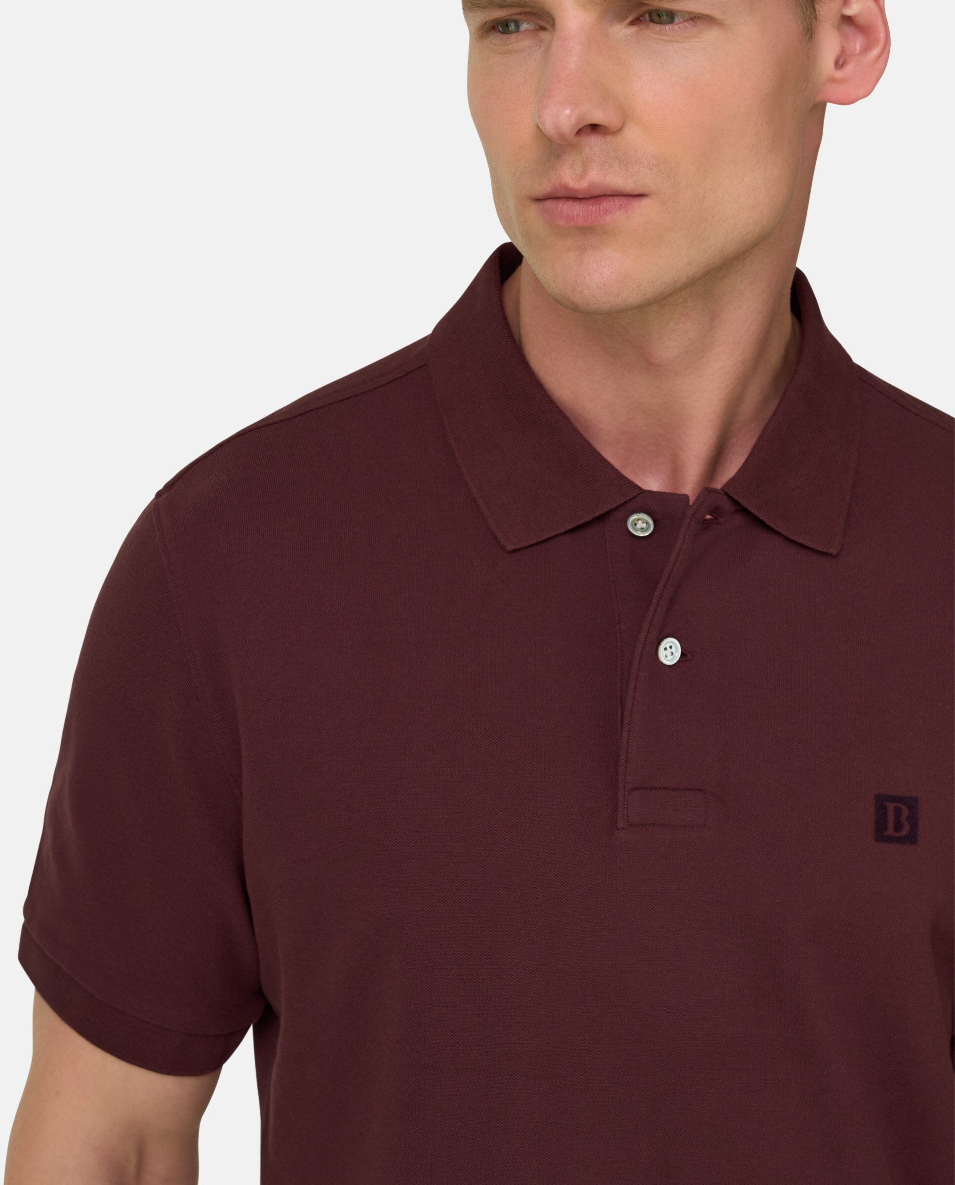 Polo de piqué de algodón regular fit - Boggi Milano - Burdeos Burdeos-4