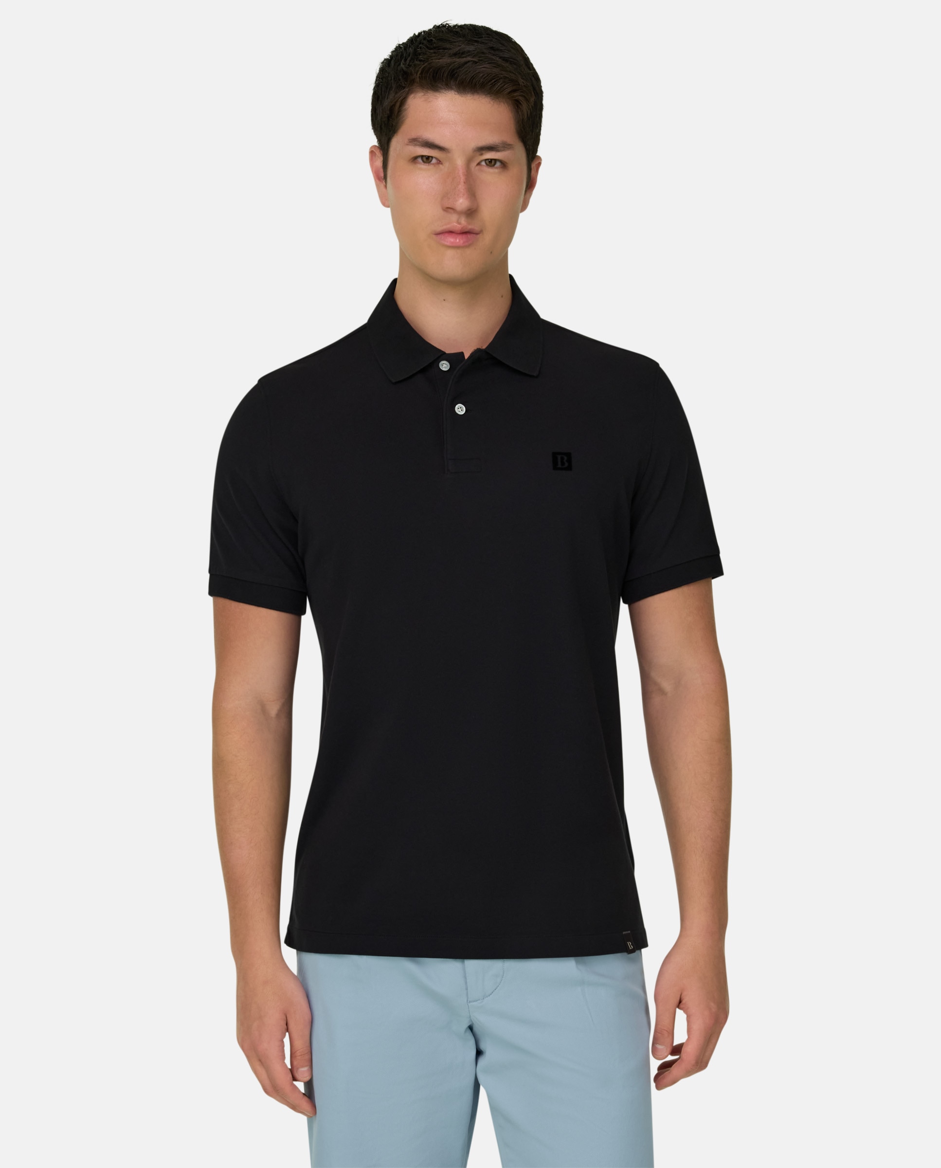 Polo de piqué de algodón regular fit - Boggi Milano - Negro Negro-1