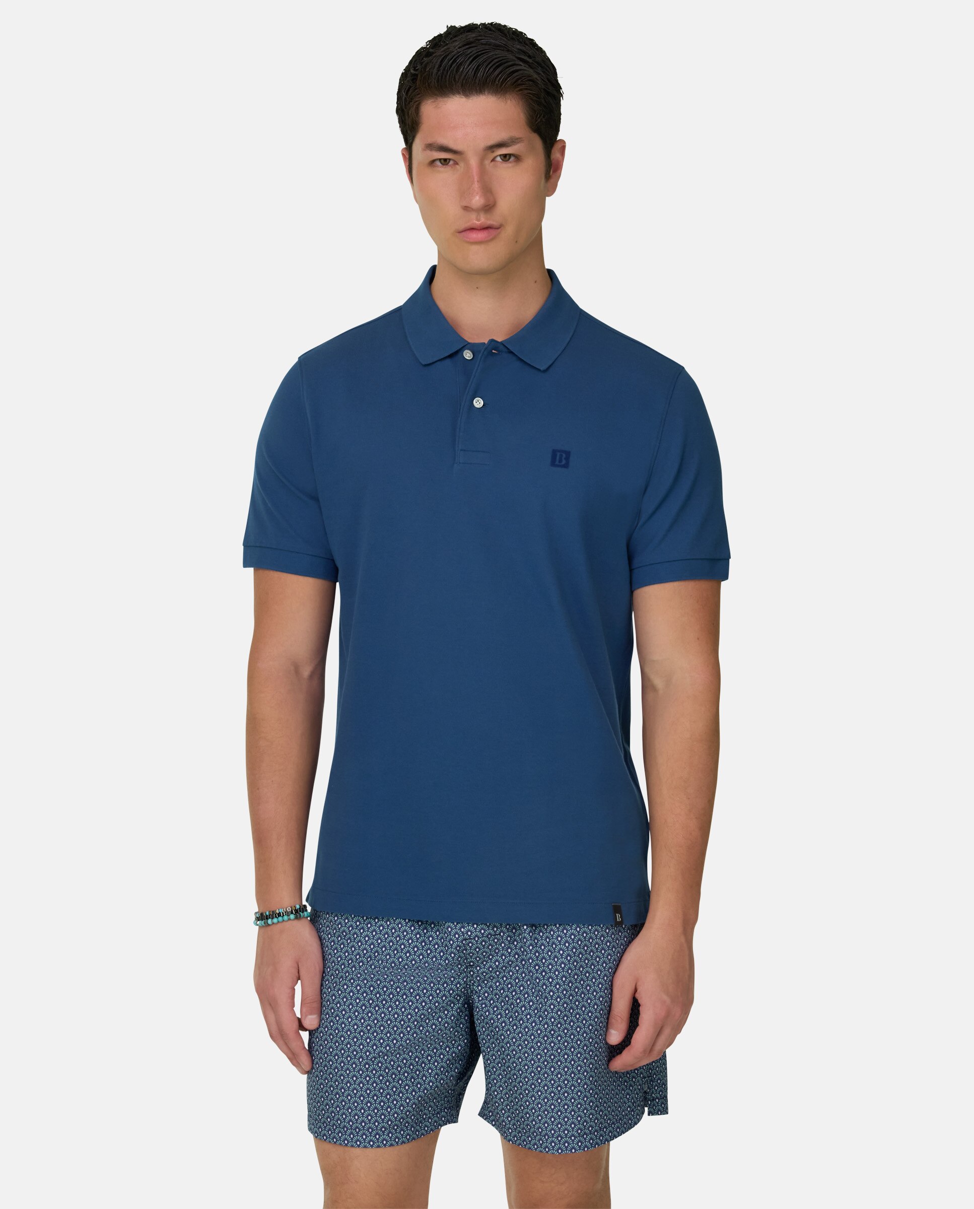 Polo de piqué de algodón regular fit - Boggi Milano - Azul celeste Azul celeste-1
