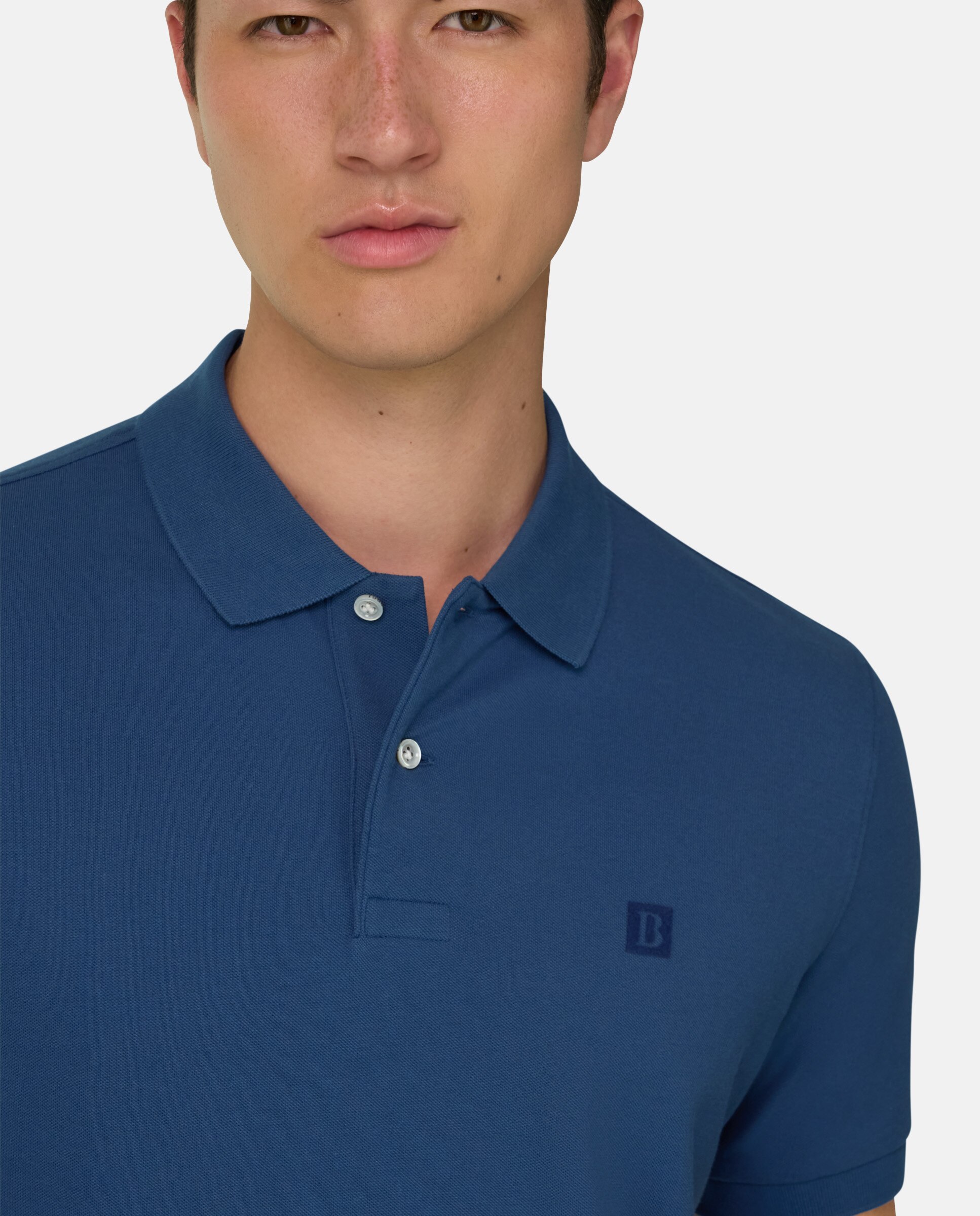 Polo de piqué de algodón regular fit - Boggi Milano - Azul celeste Azul celeste-4
