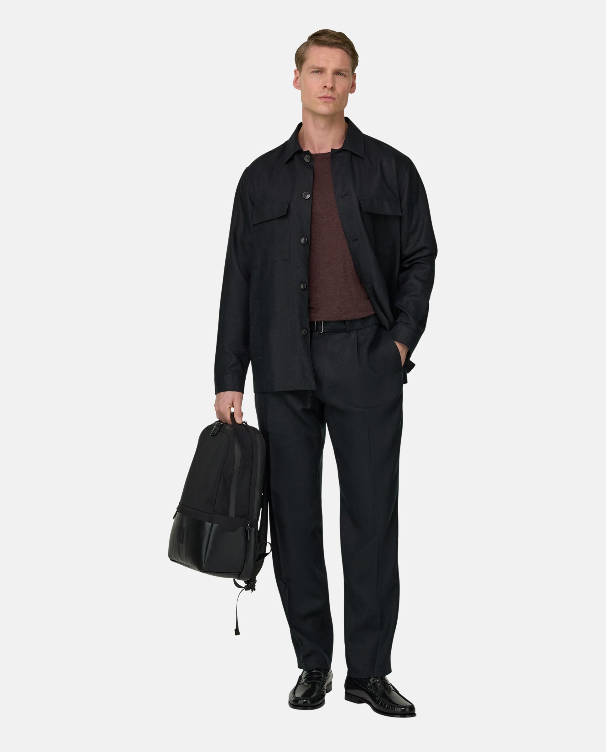 Imagen 2 de Americana camisera link de puro lino - Boggi Milano - Negro Negro