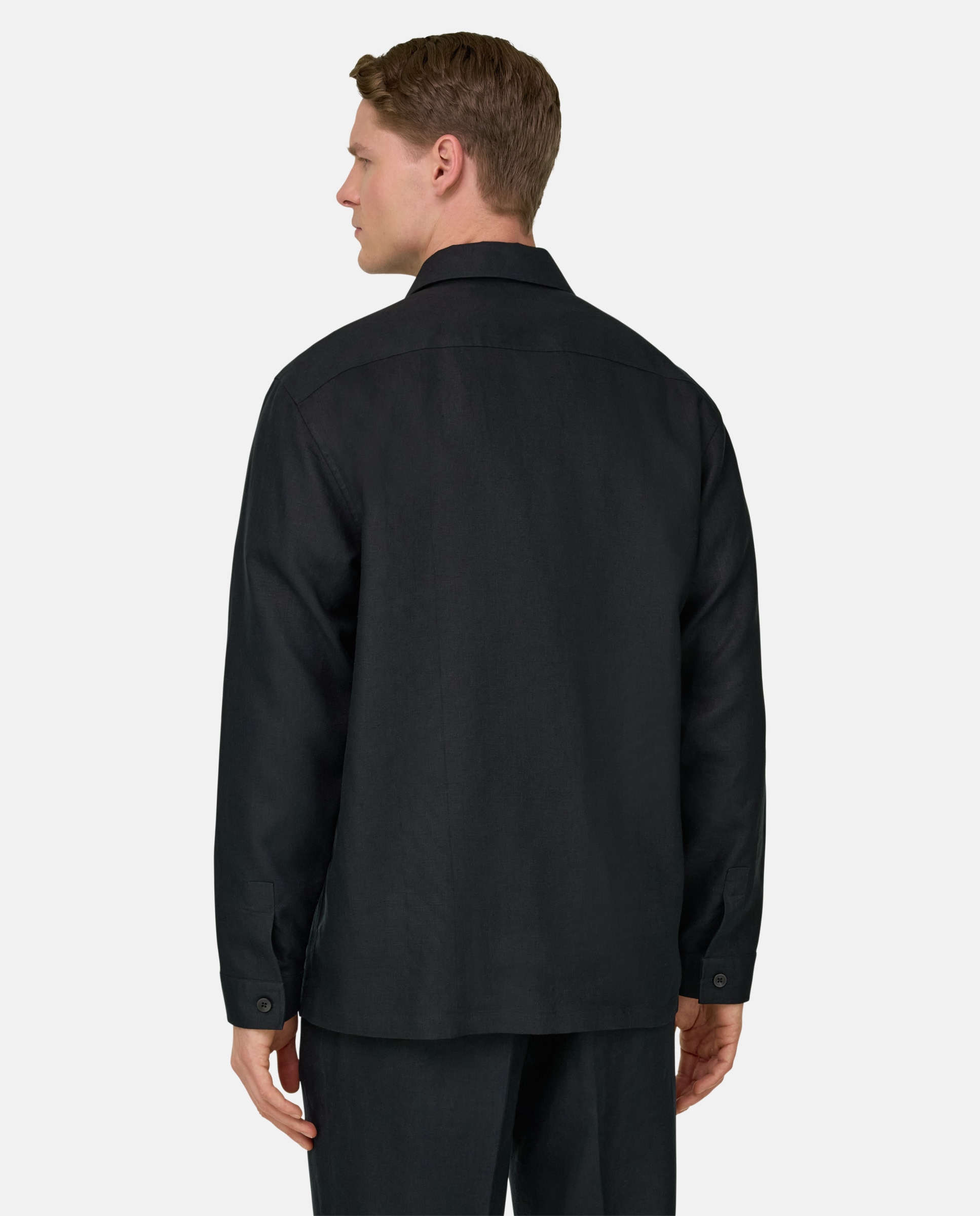 Imagen 3 de Americana camisera link de puro lino - Boggi Milano - Negro Negro