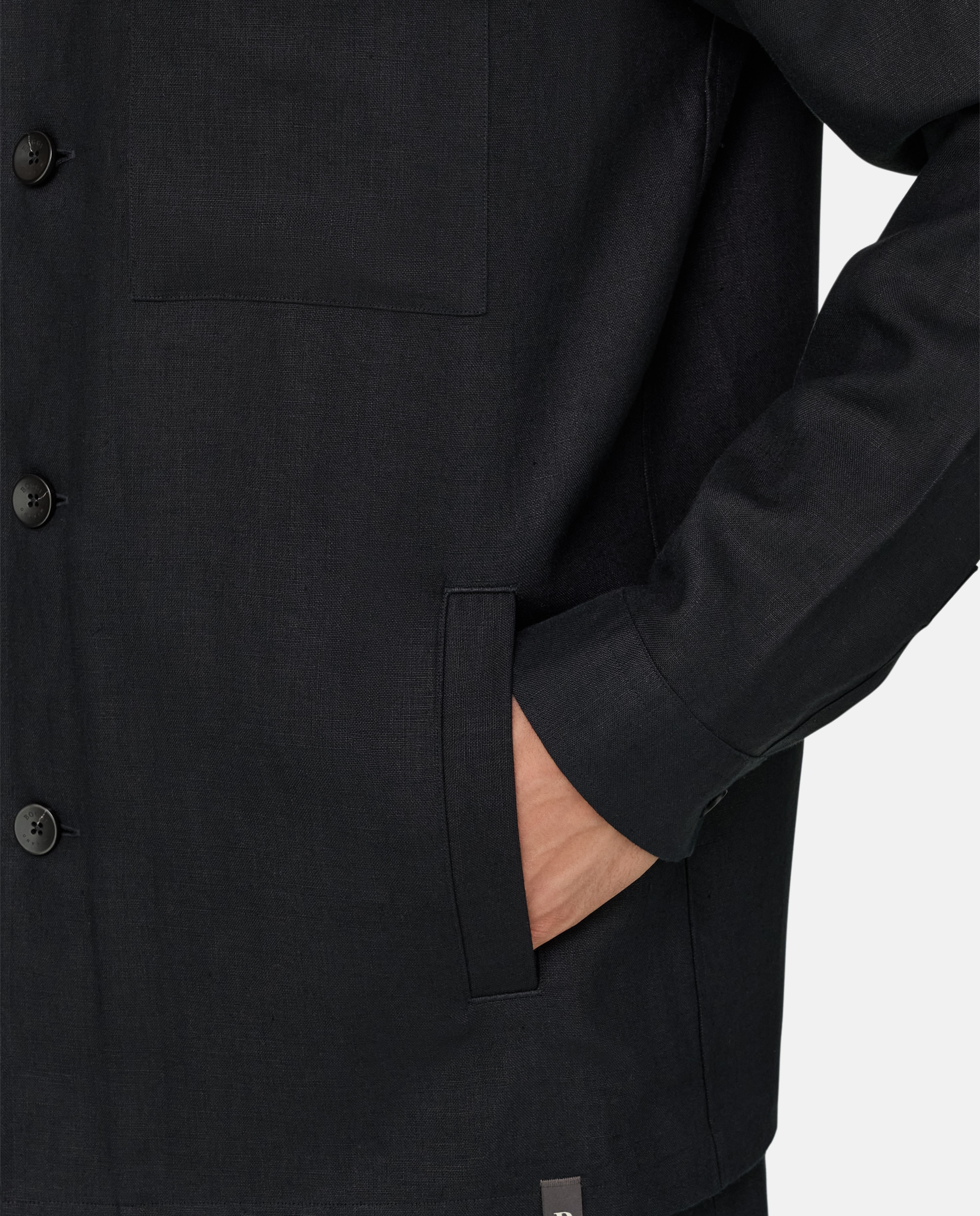 Imagen 4 de Americana camisera link de puro lino - Boggi Milano - Negro Negro