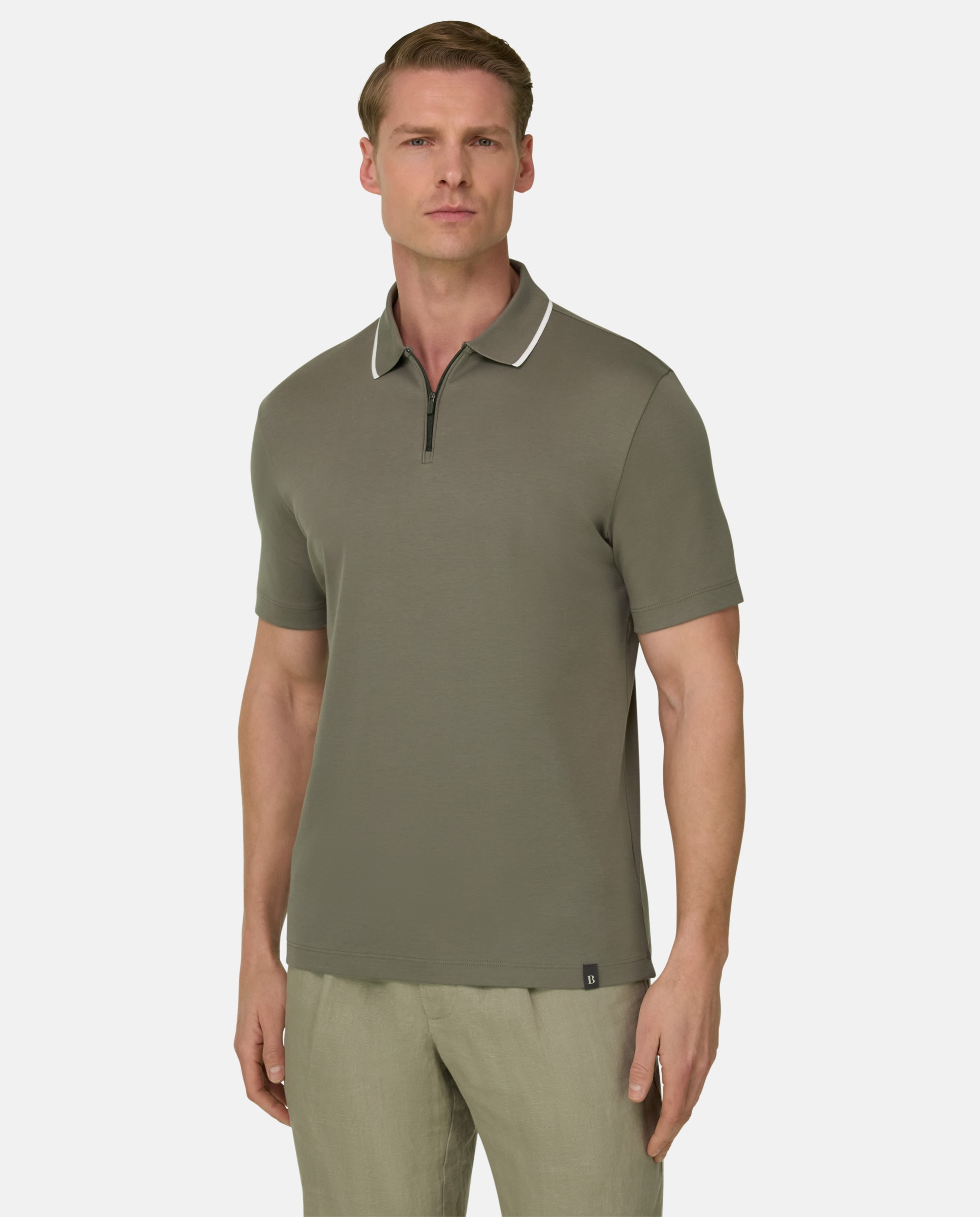 Imagen 0 de Polo media cremallera de interlock Verde militar
