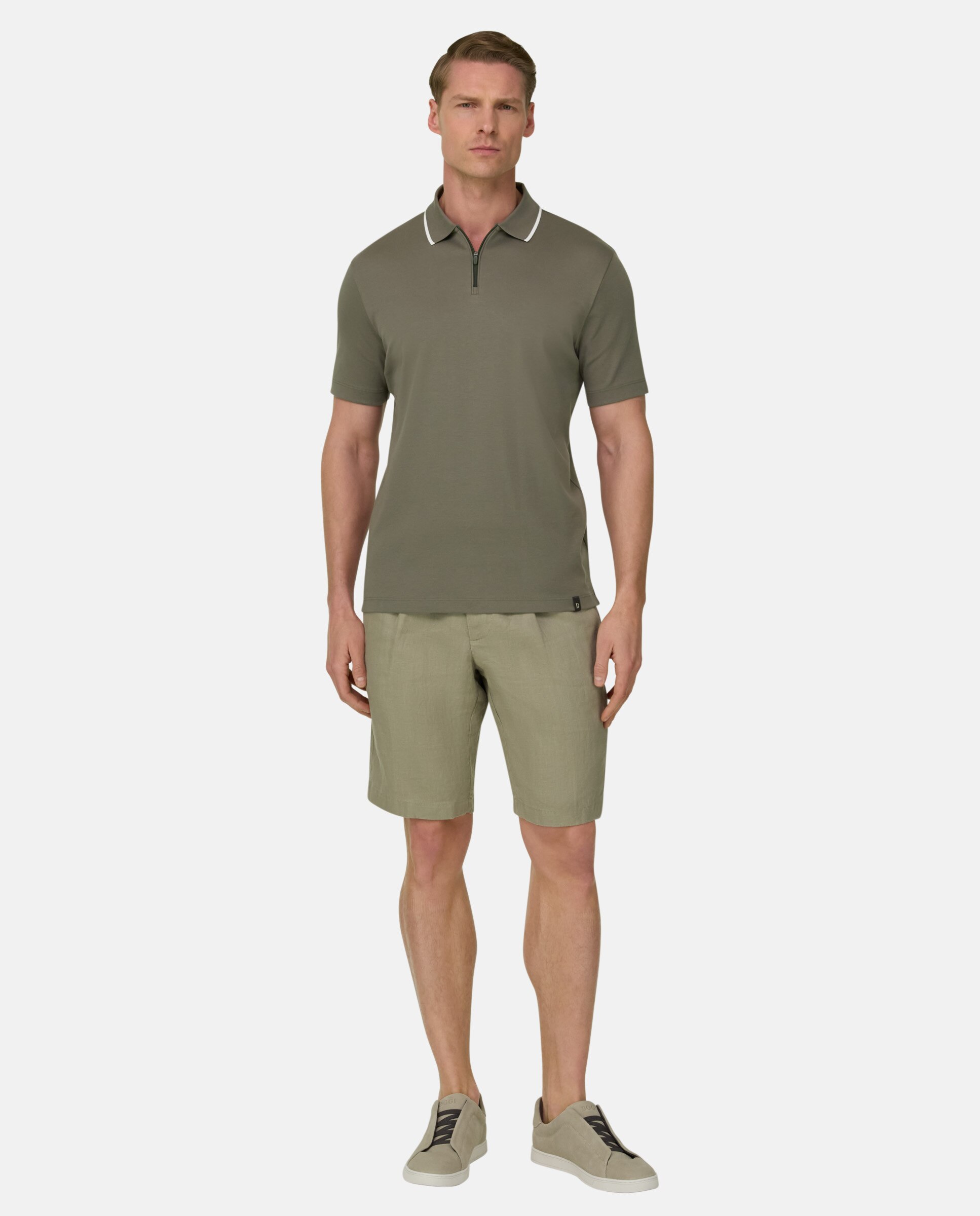 Polo media cremallera de interlock - Boggi Milano - Verde militar Verde militar-2