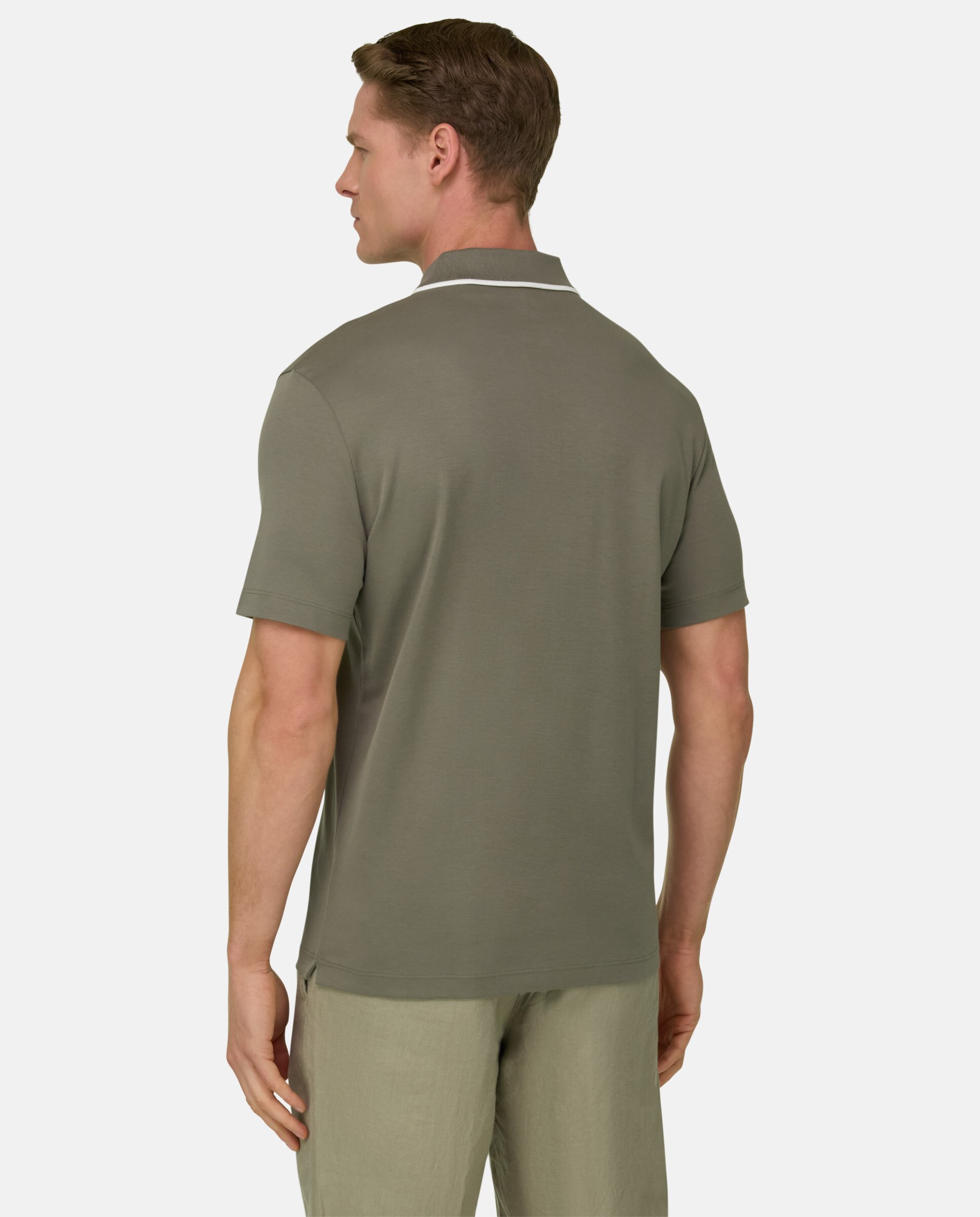 Polo media cremallera de interlock - Boggi Milano - Verde militar Verde militar-3