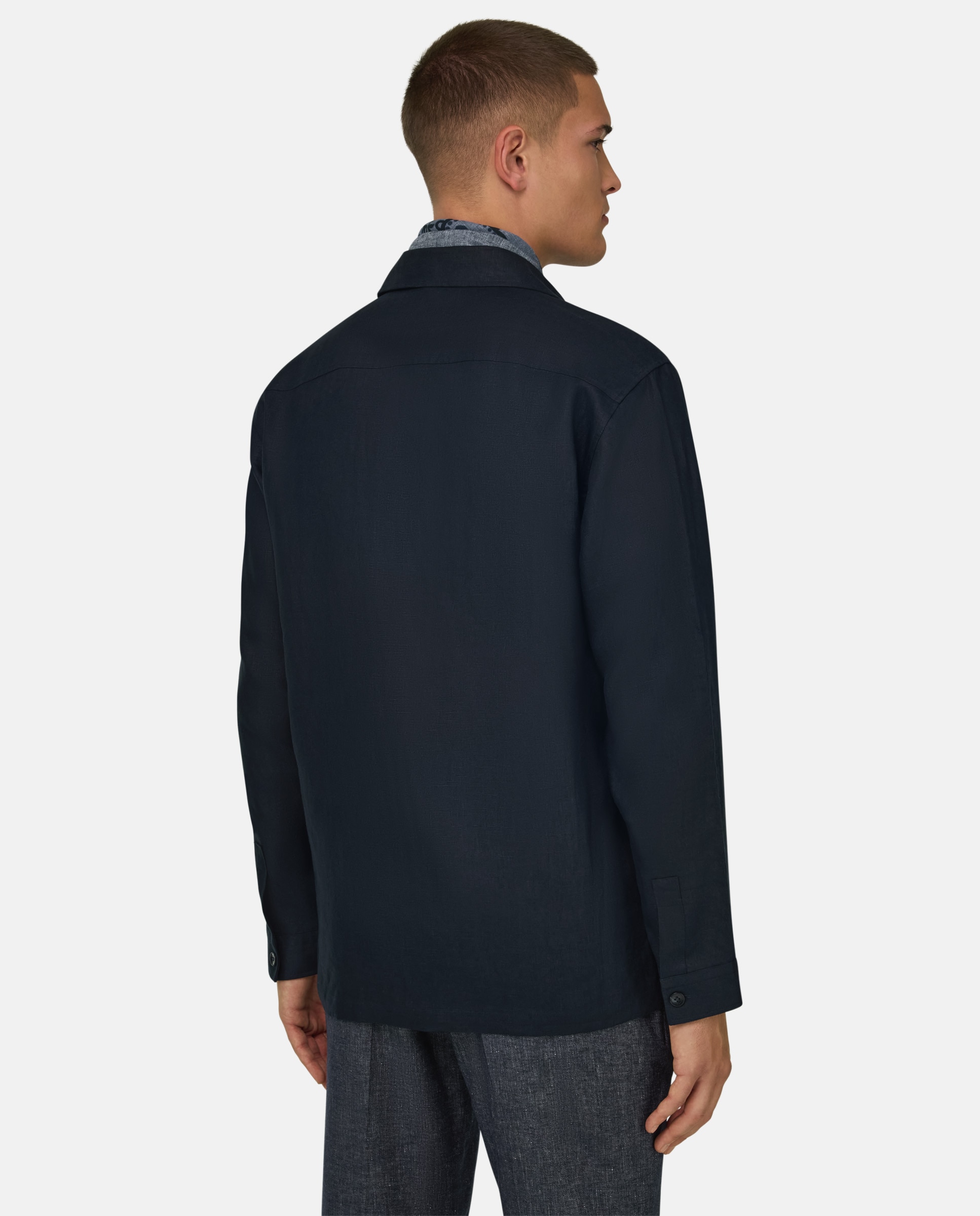 Imagen 3 de Americana camisera link de puro lino - Boggi Milano - Azul marino Azul marino