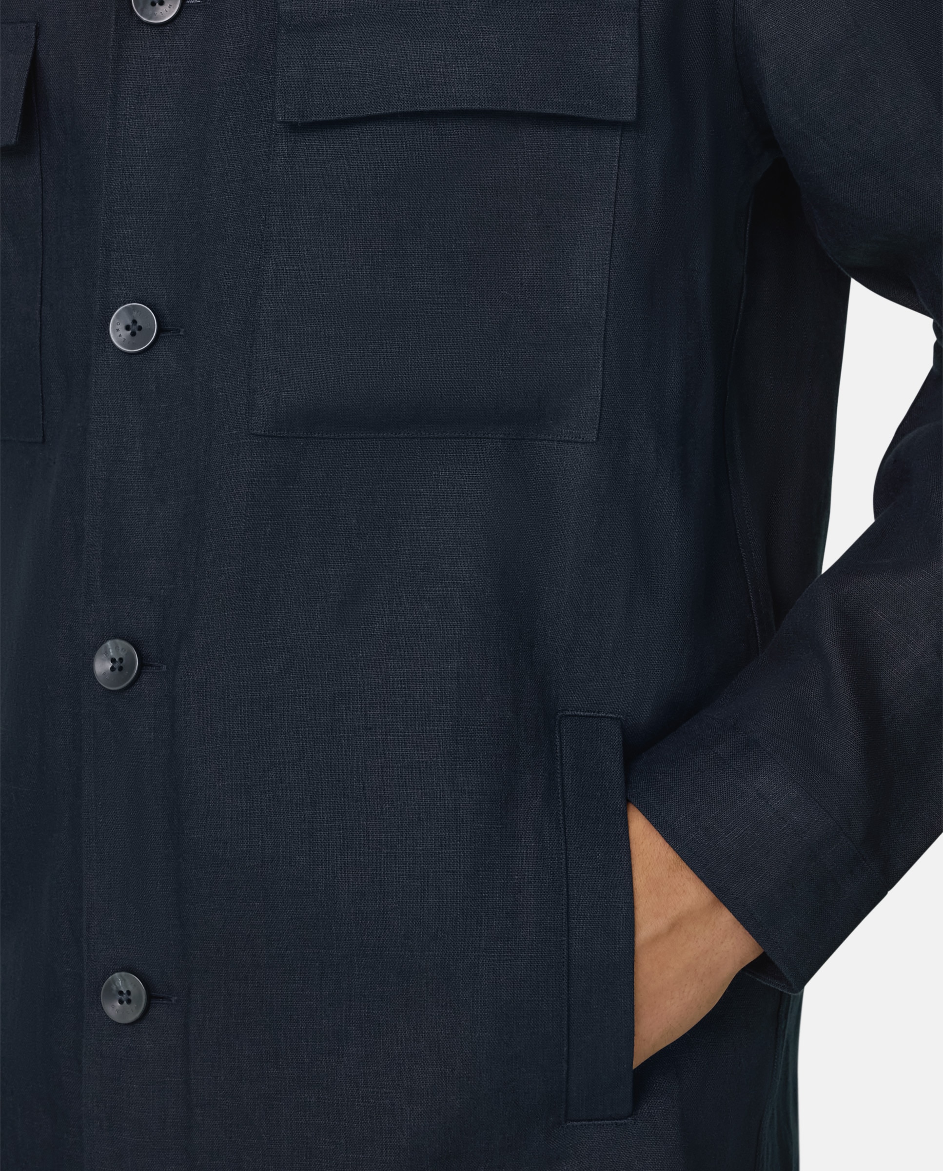 Imagen 4 de Americana camisera link de puro lino - Boggi Milano - Azul marino Azul marino