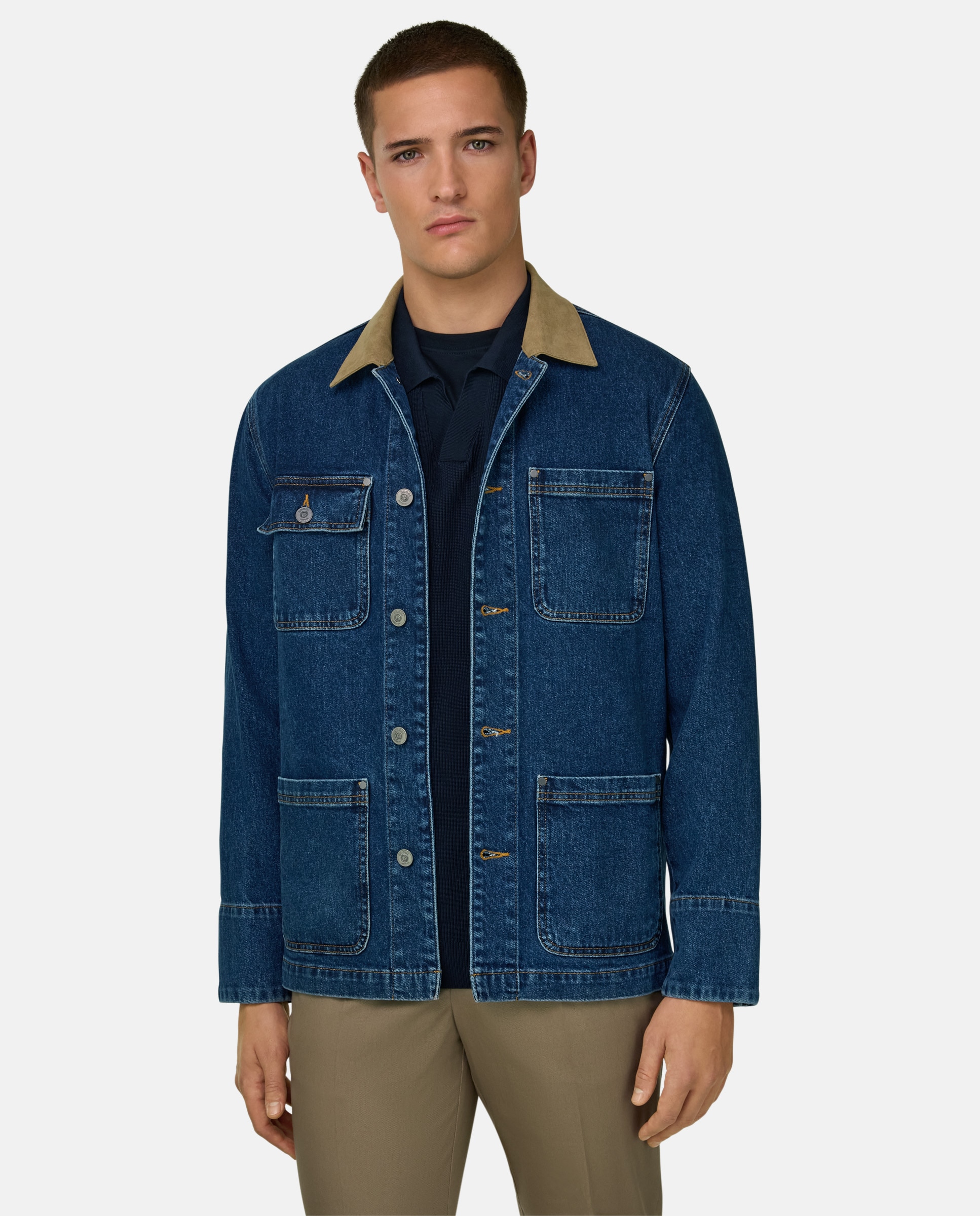 Imagen 1 de Americana camisera de denim de algodón Indigo