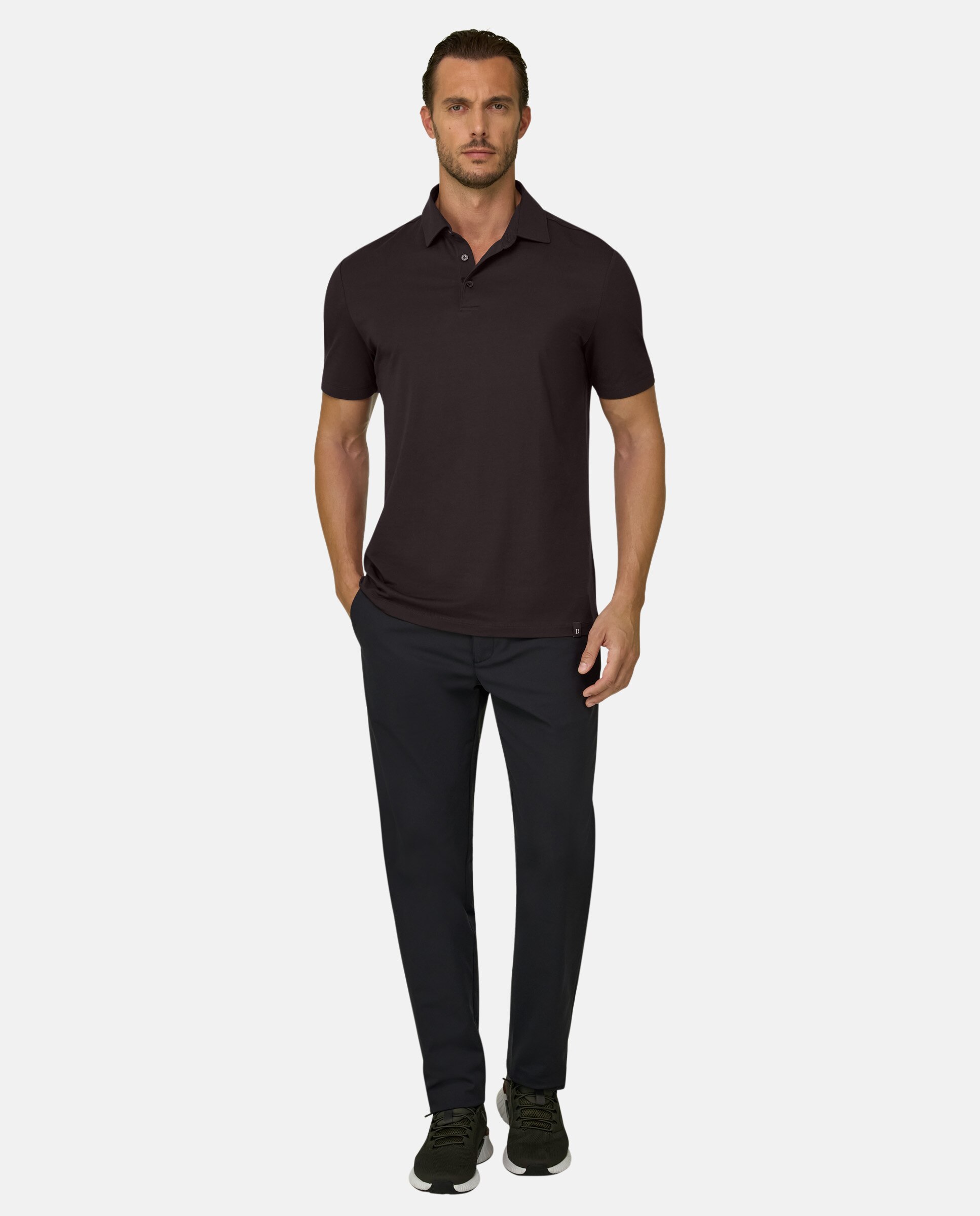 Polo en jersey de algod�n supima el�stico - Boggi Milano - Marrón oscuro Marrón oscuro-2