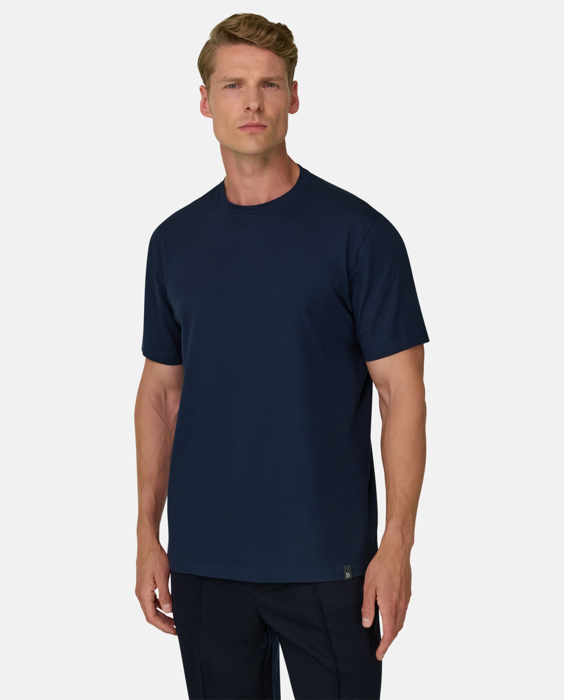 Camiseta en jersey de algod�n supima el�stico - Boggi Milano - Azul marino Azul marino-1