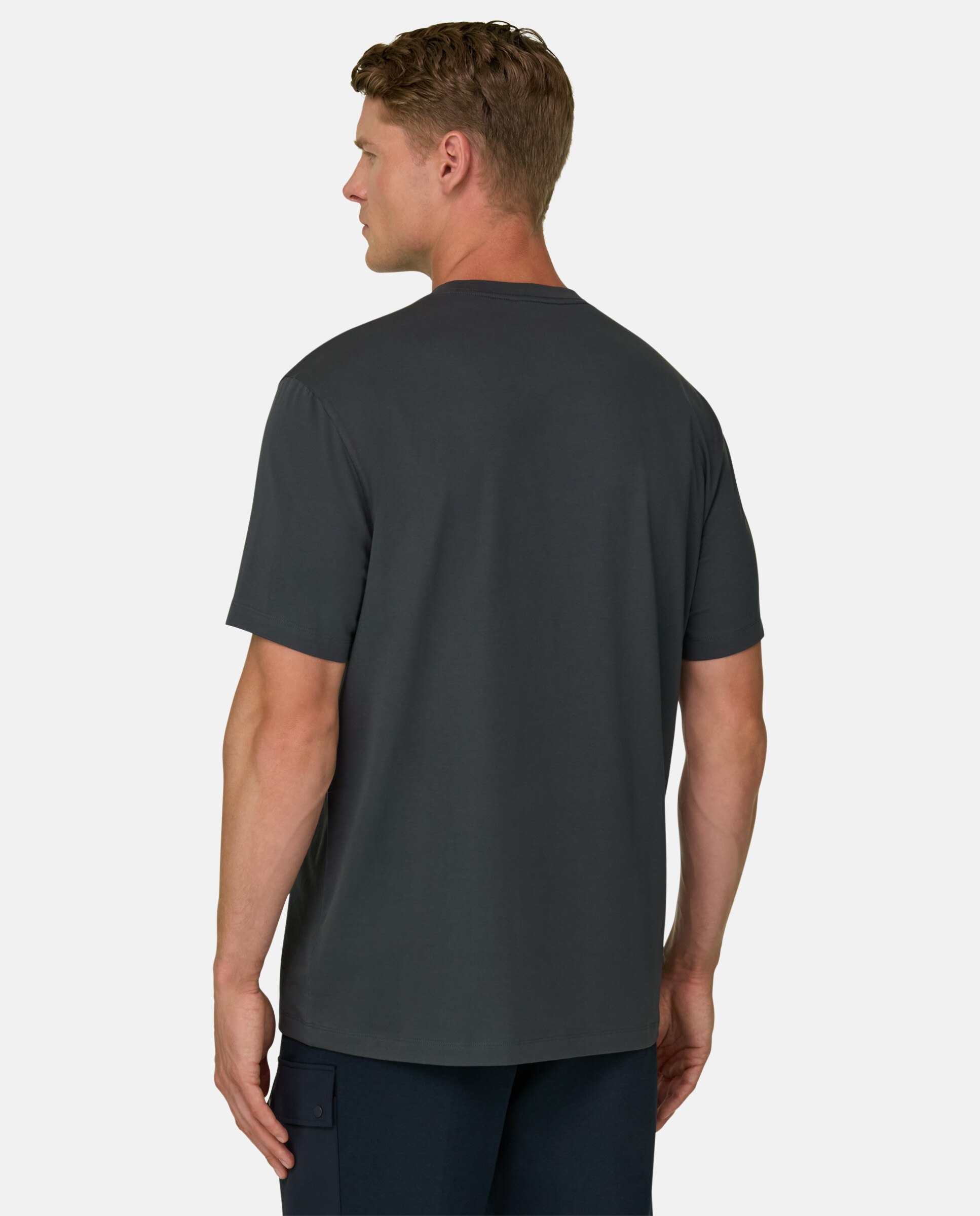 Camiseta en jersey de algod�n supima el�stico - Boggi Milano - Verde oscuro Verde oscuro-3