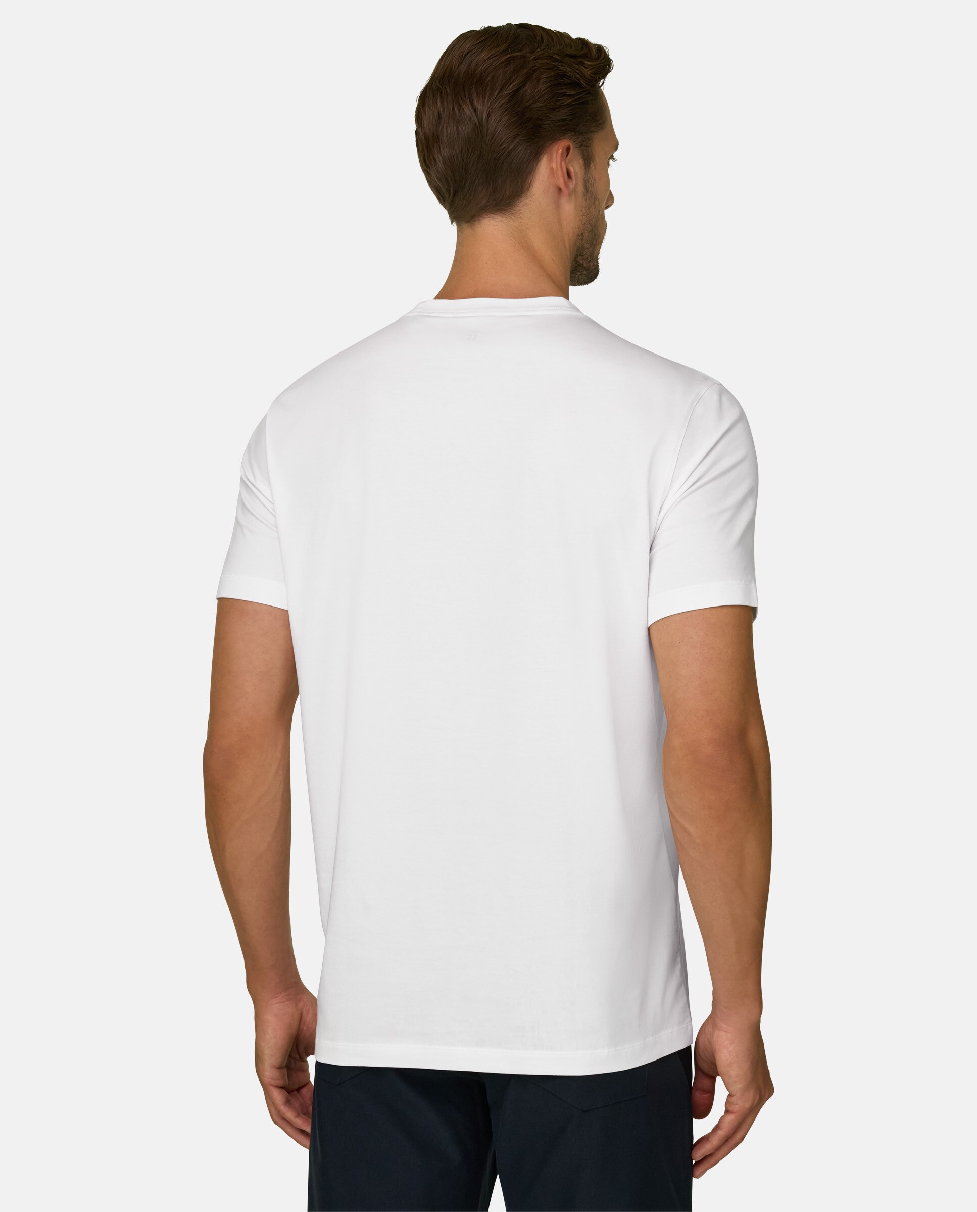 Camiseta en jersey de algod�n supima el�stico - Boggi Milano - Blanco Blanco-3