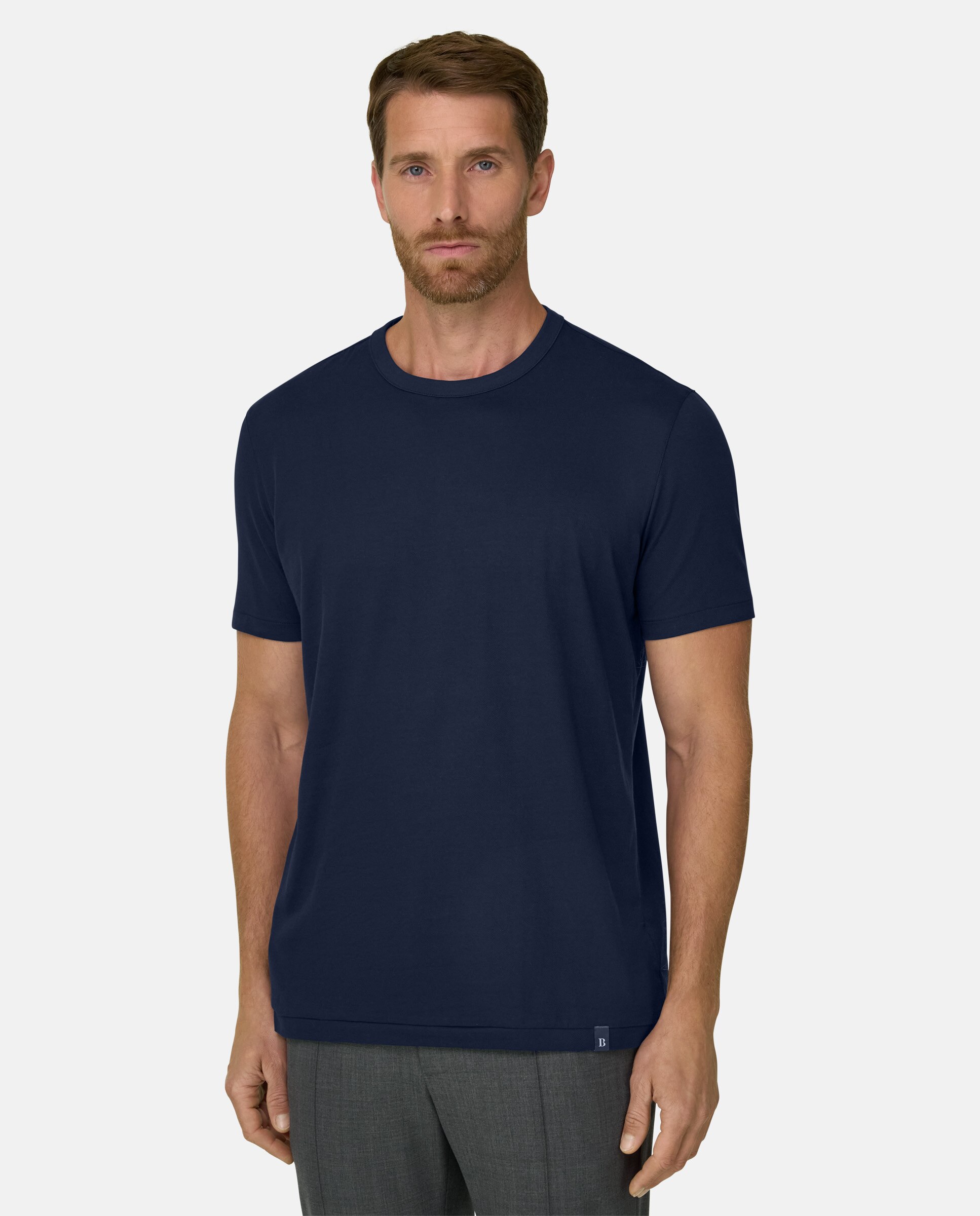 Camiseta en jersey diagonal mezcla de algod�n b tech - Boggi Milano - Azul marino Azul marino-1