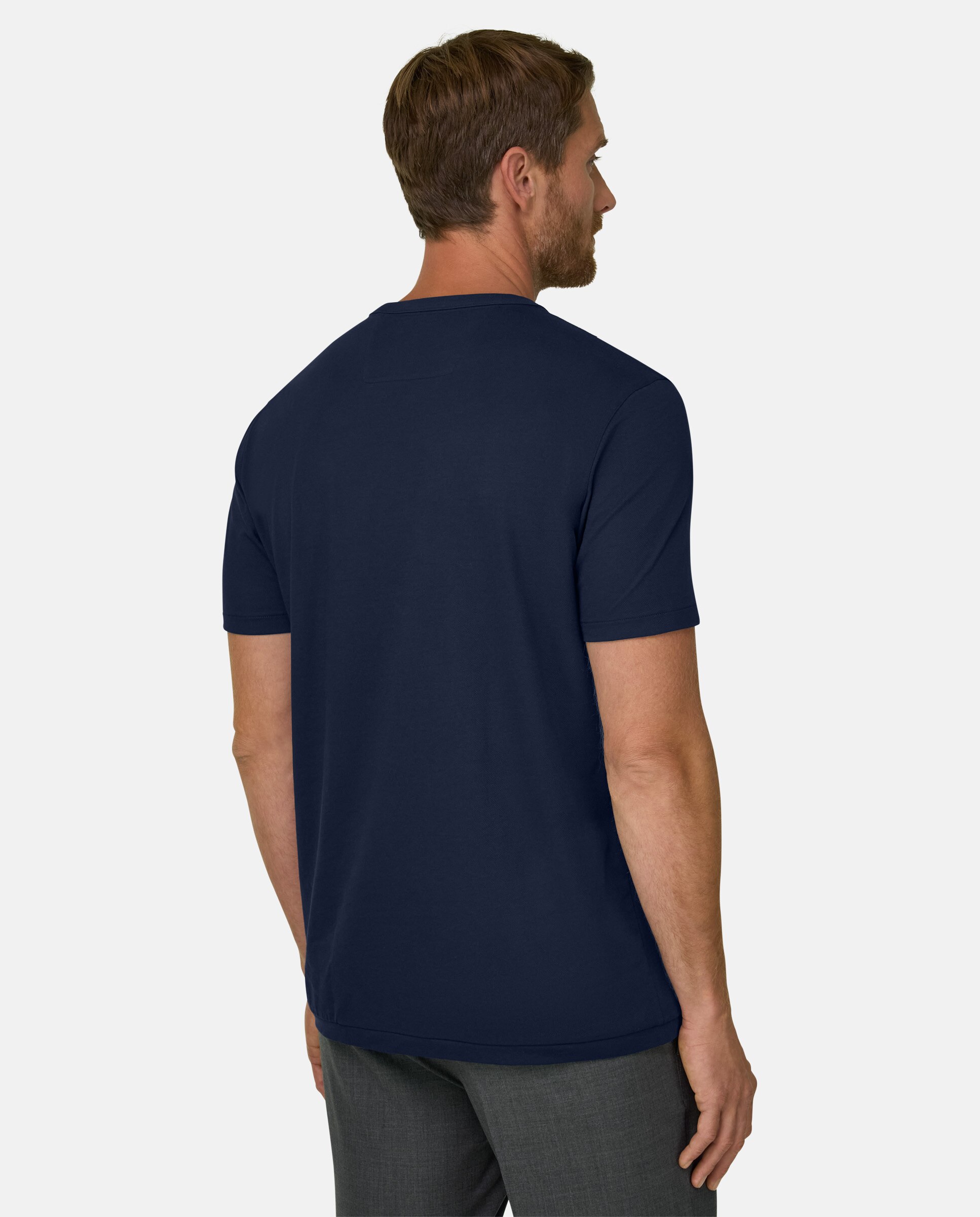Camiseta en jersey diagonal mezcla de algod�n b tech - Boggi Milano - Azul marino Azul marino-3