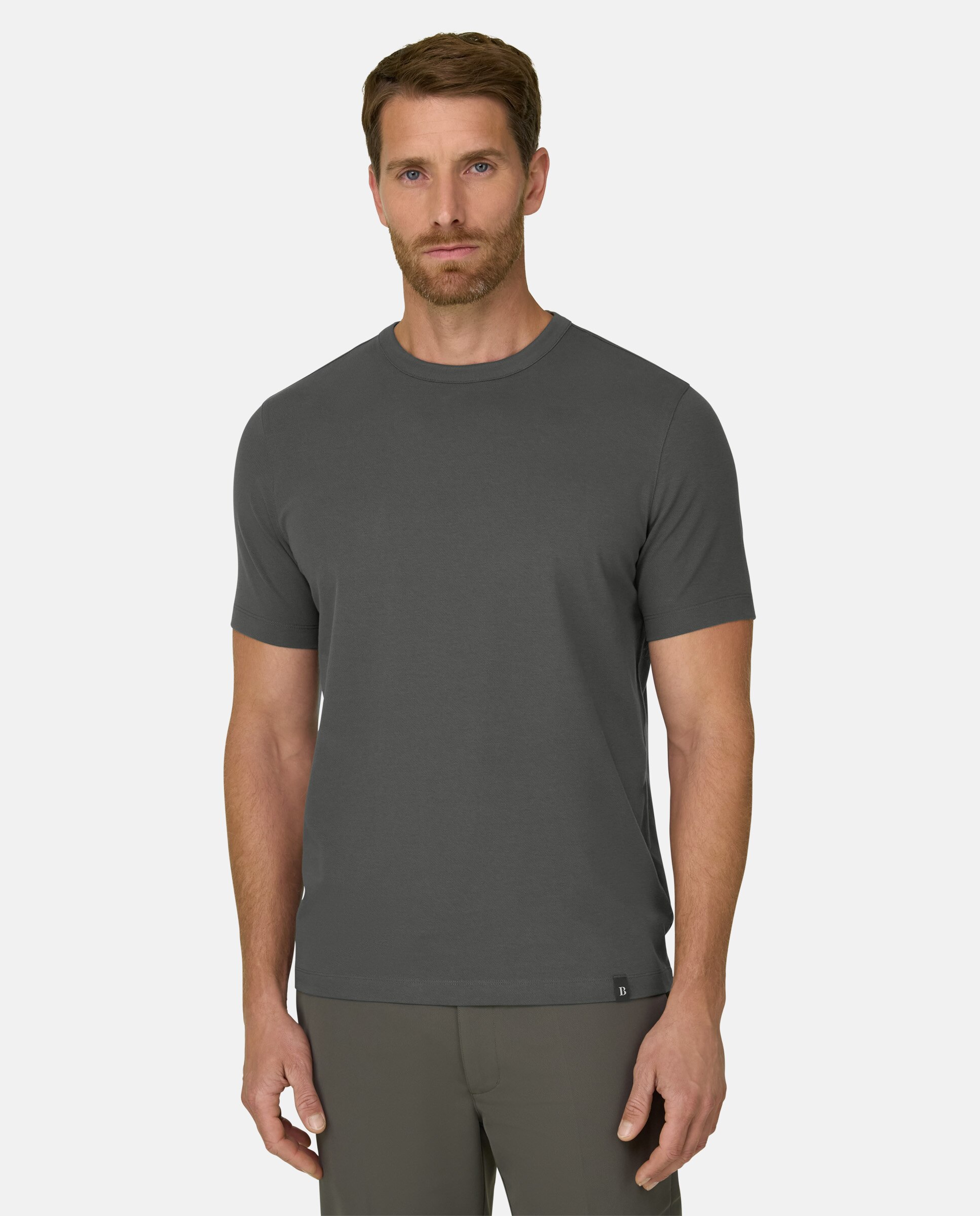 Camiseta en jersey diagonal mezcla de algod�n b tech - Boggi Milano - Verde militar Verde militar-1