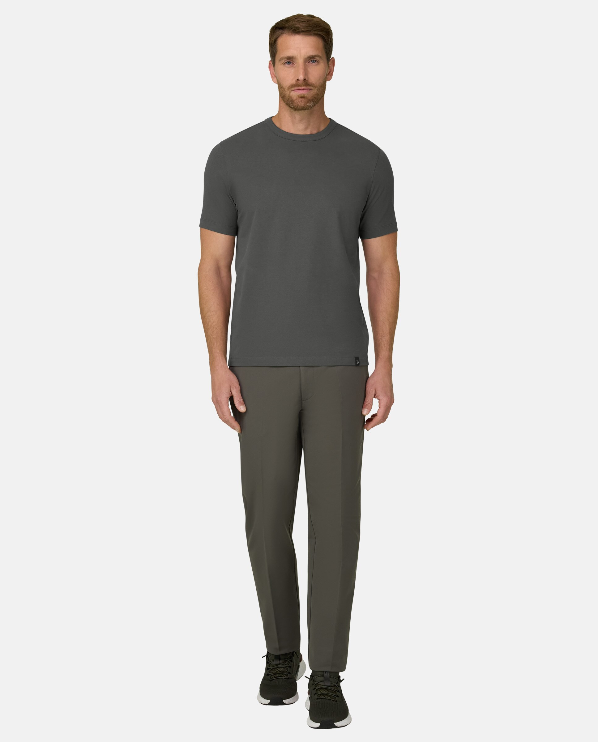 Camiseta en jersey diagonal mezcla de algod�n b tech - Boggi Milano - Verde militar Verde militar-2
