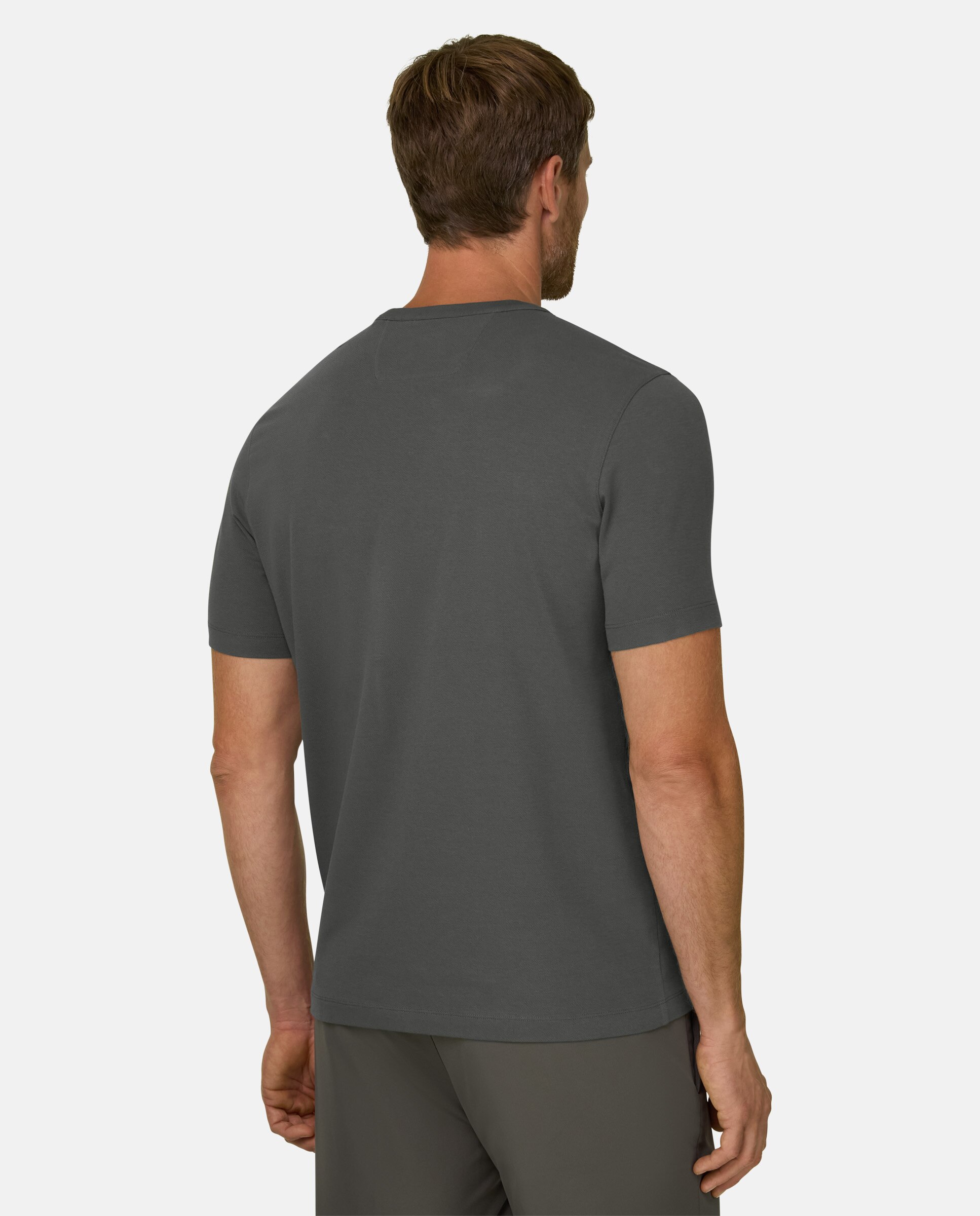 Camiseta en jersey diagonal mezcla de algod�n b tech - Boggi Milano - Verde militar Verde militar-3