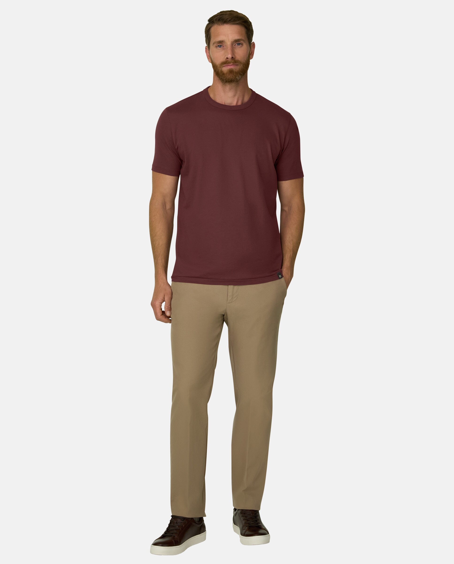Camiseta en jersey diagonal mezcla de algod�n b tech - Boggi Milano - Naranja fuerte Naranja fuerte-2
