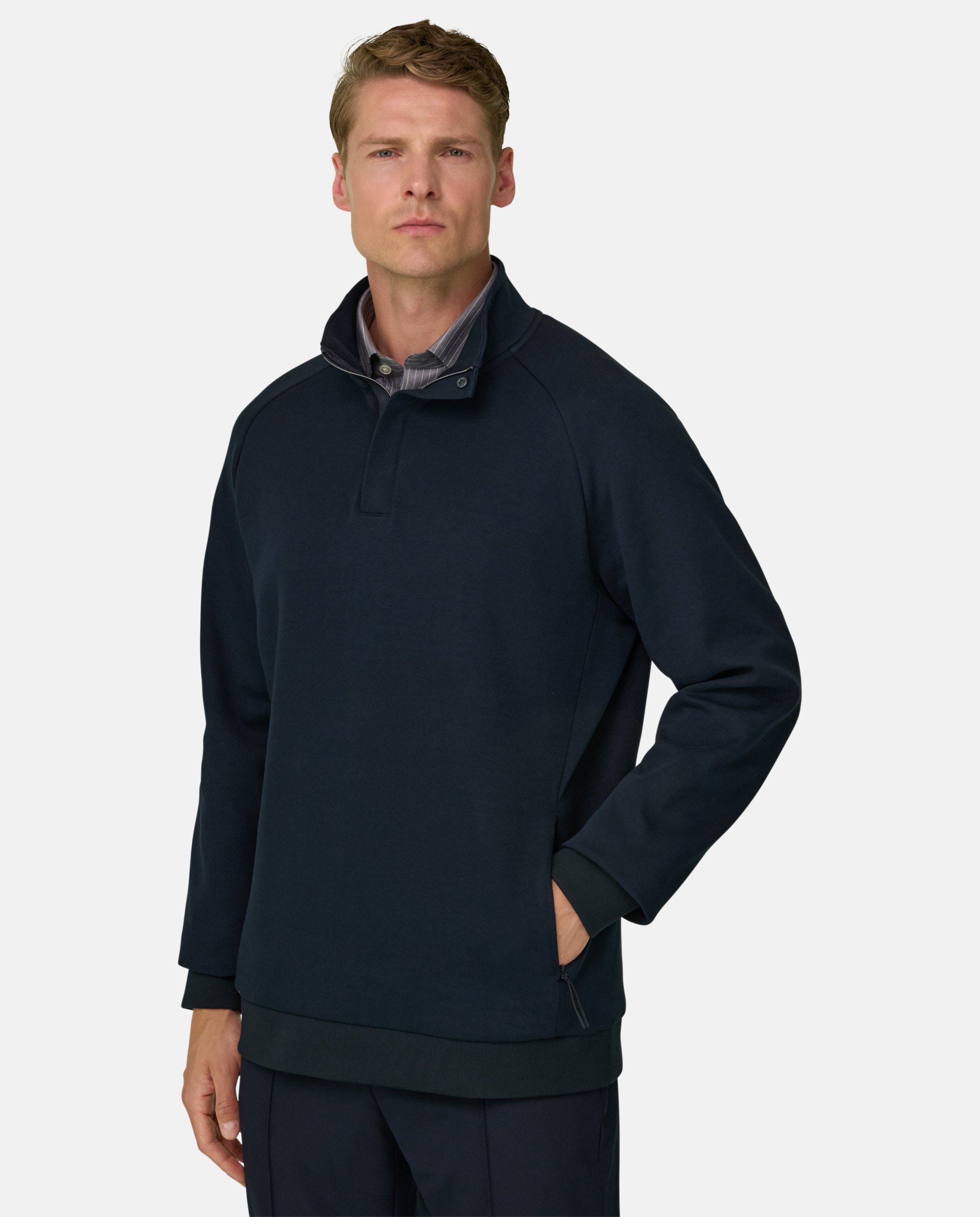 Imagen 0 de Sudadera con media cremallera en mezcla de algod�n scuba b tech Azul marino