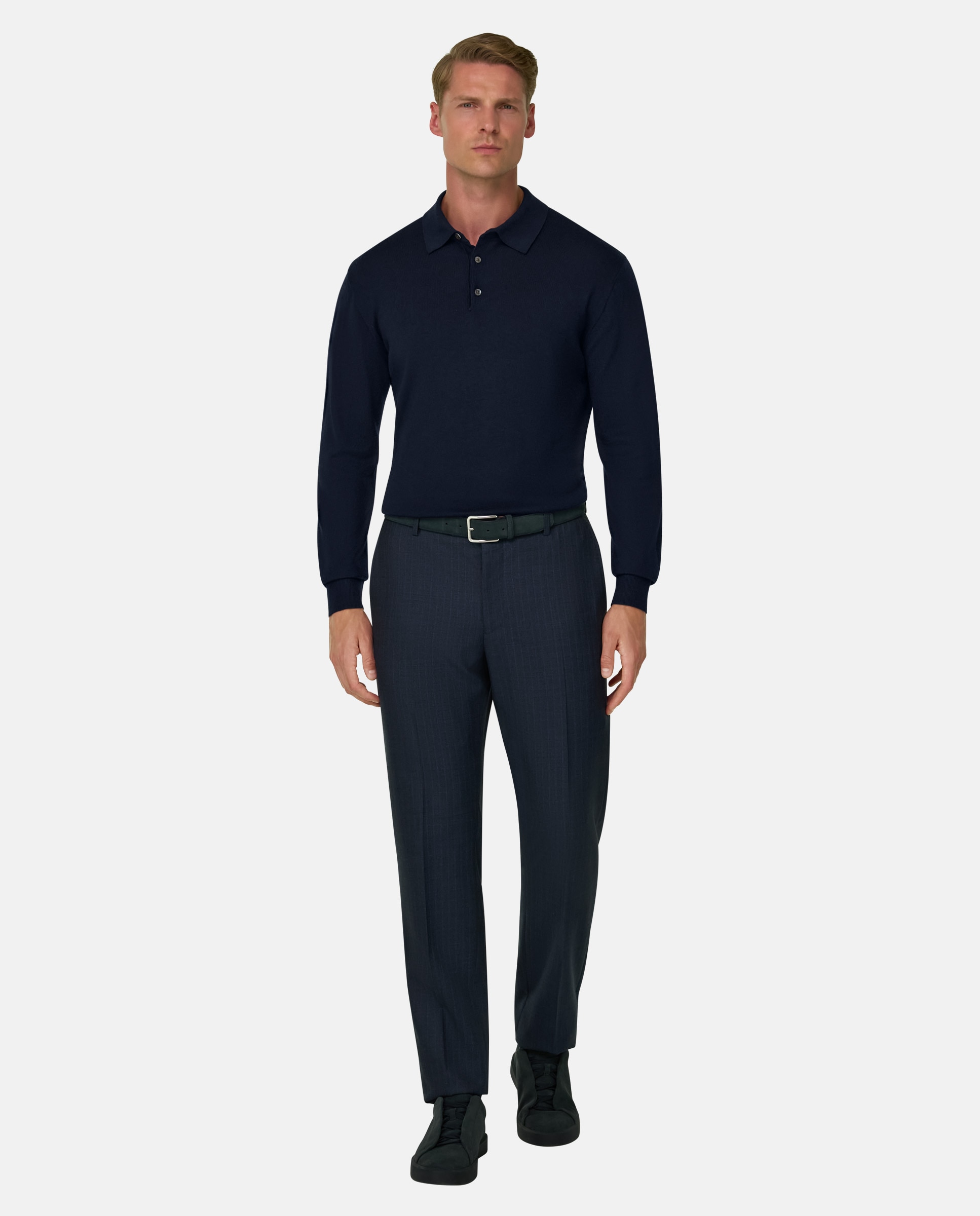 Polo de punto en merino - Boggi Milano - Azul marino Azul marino-2