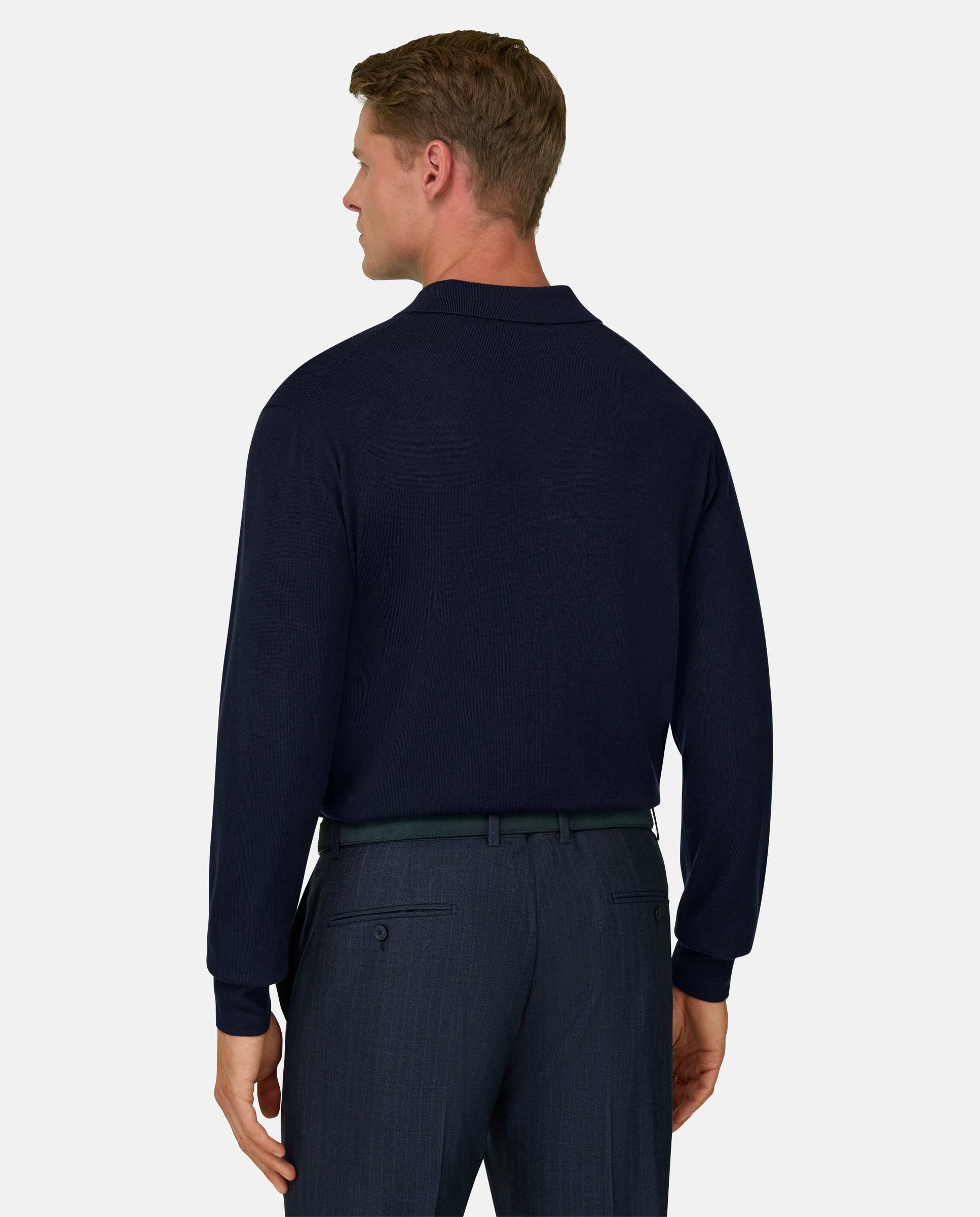 Polo de punto en merino - Boggi Milano - Azul marino Azul marino-3