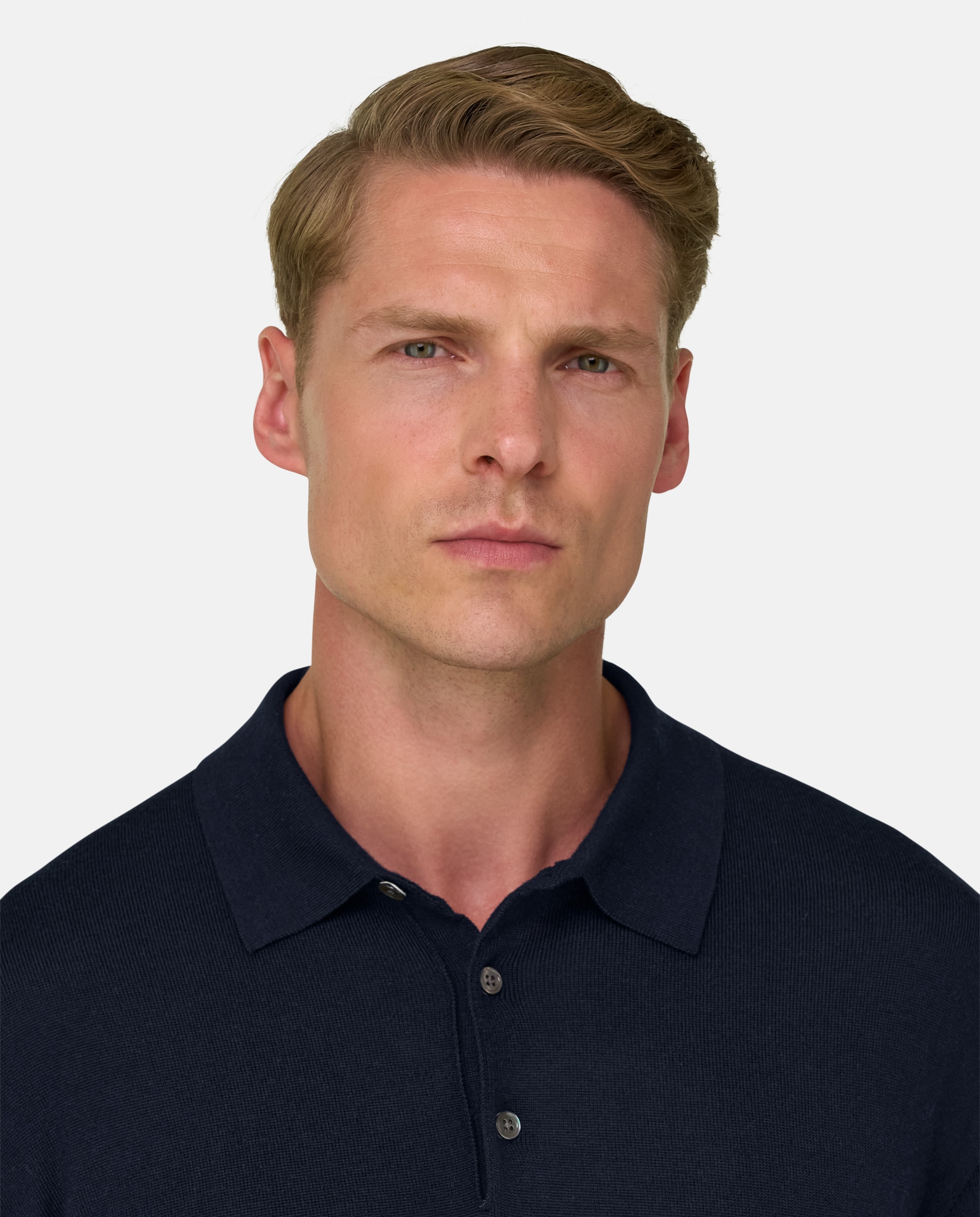 Polo de punto en merino - Boggi Milano - Azul marino Azul marino-4